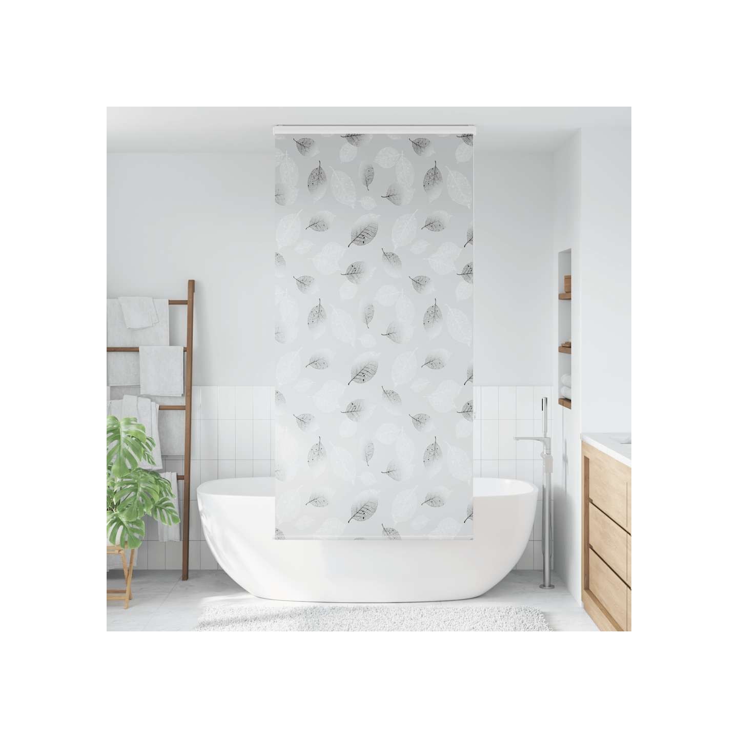 Store enrouleur de douche avec cassette largeur du tissu 86 cm