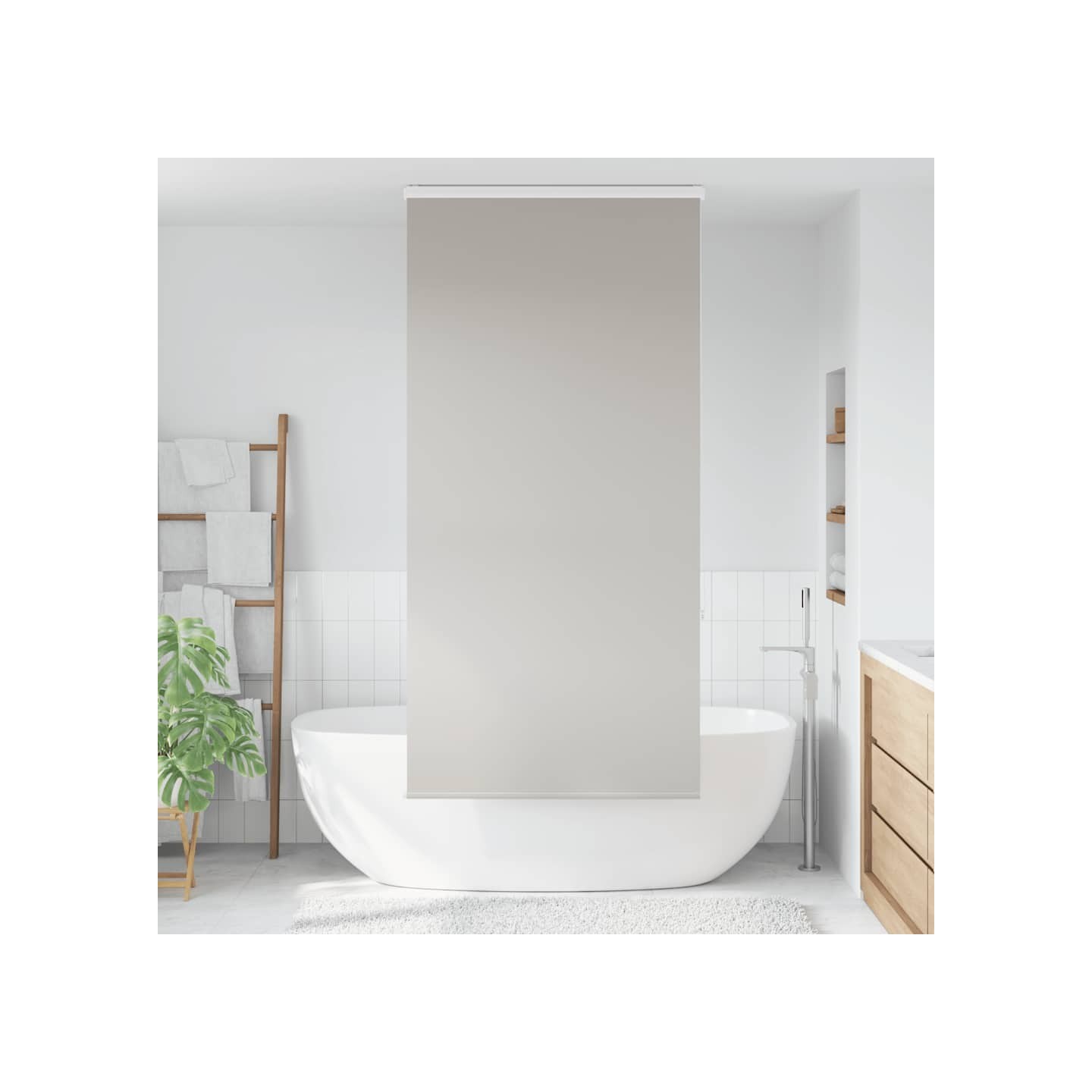 Store enrouleur de douche avec cassette largeur du tissu 96 cm