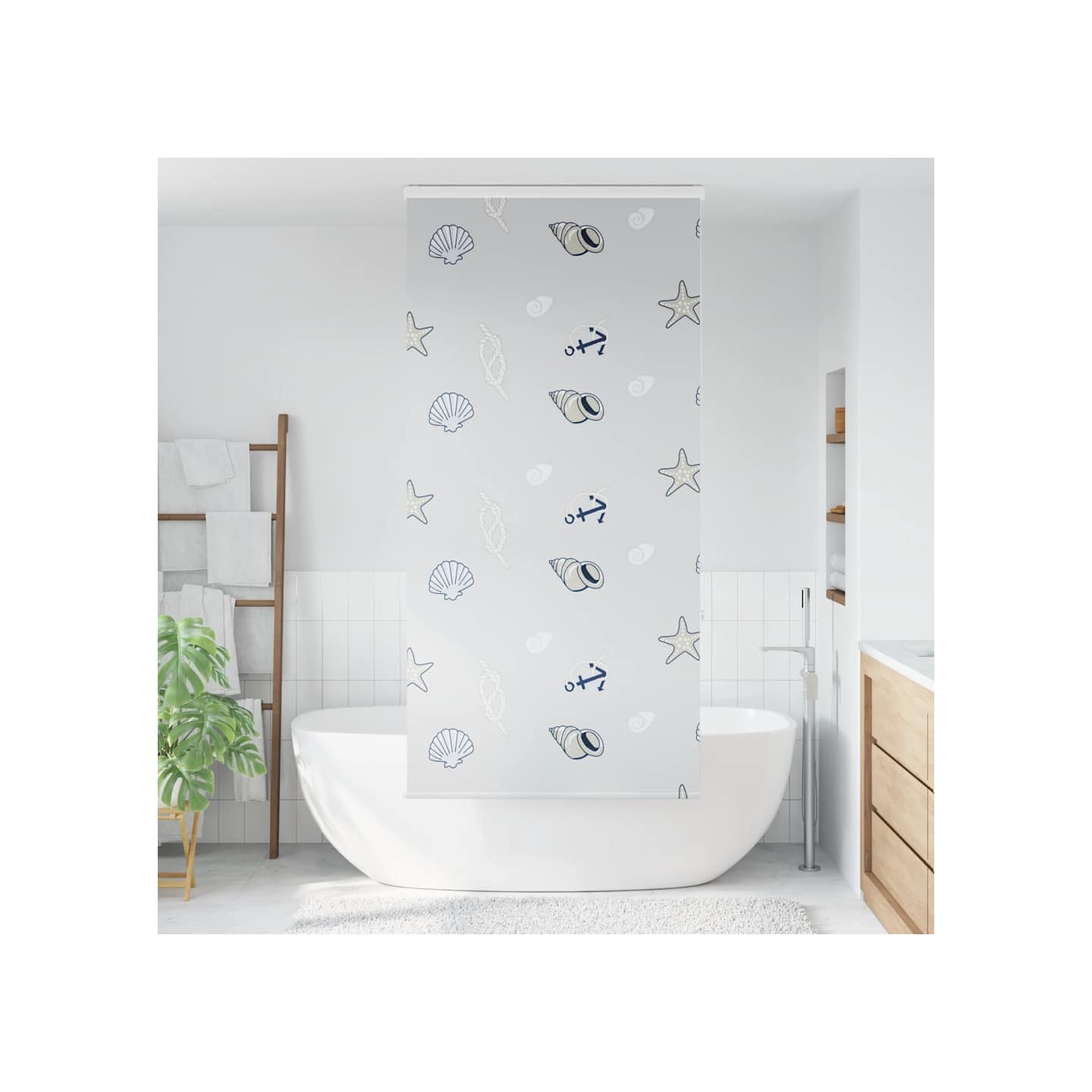 Store enrouleur de douche avec cassette largeur du tissu 96 cm