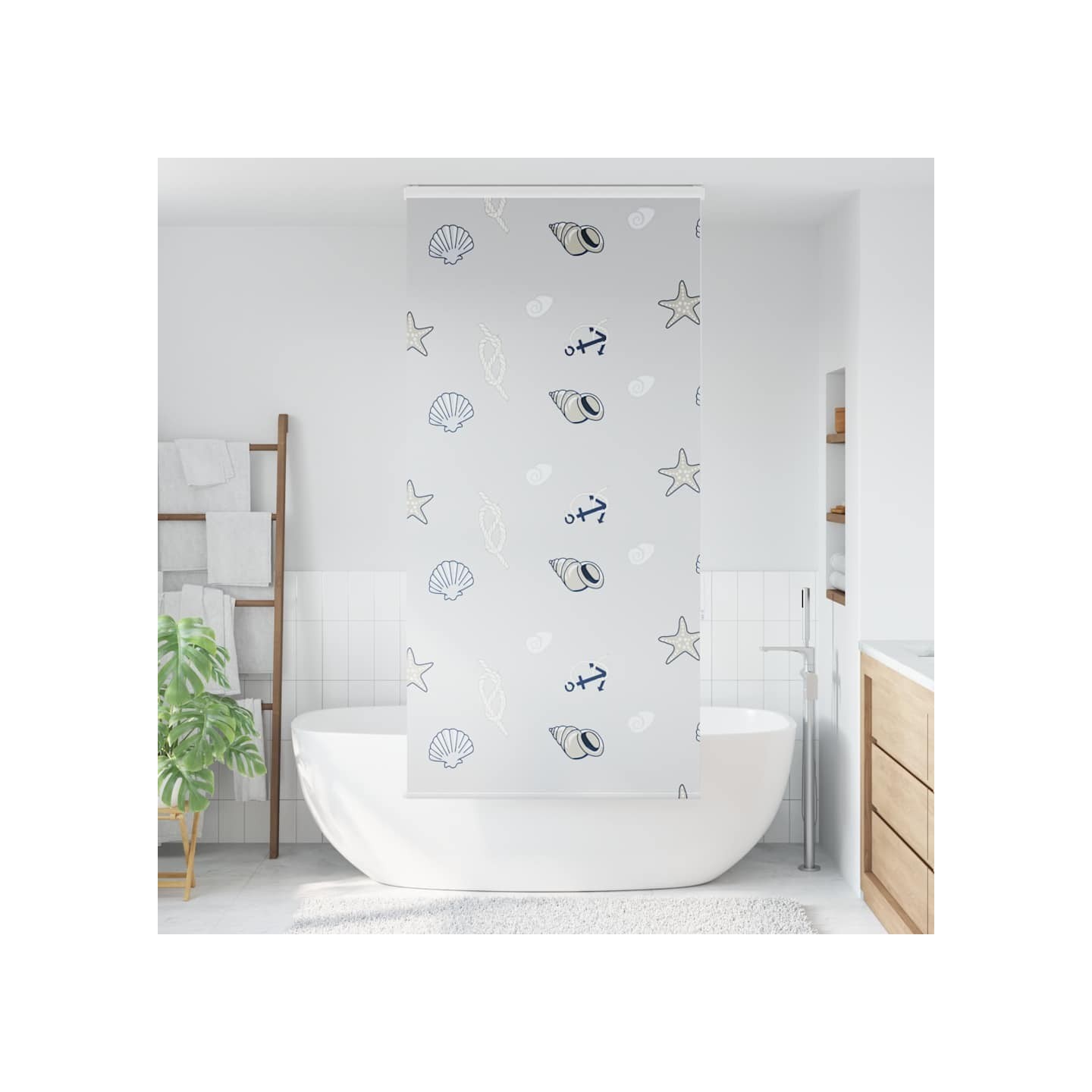 Store enrouleur de douche avec cassette largeur du tissu 106 cm