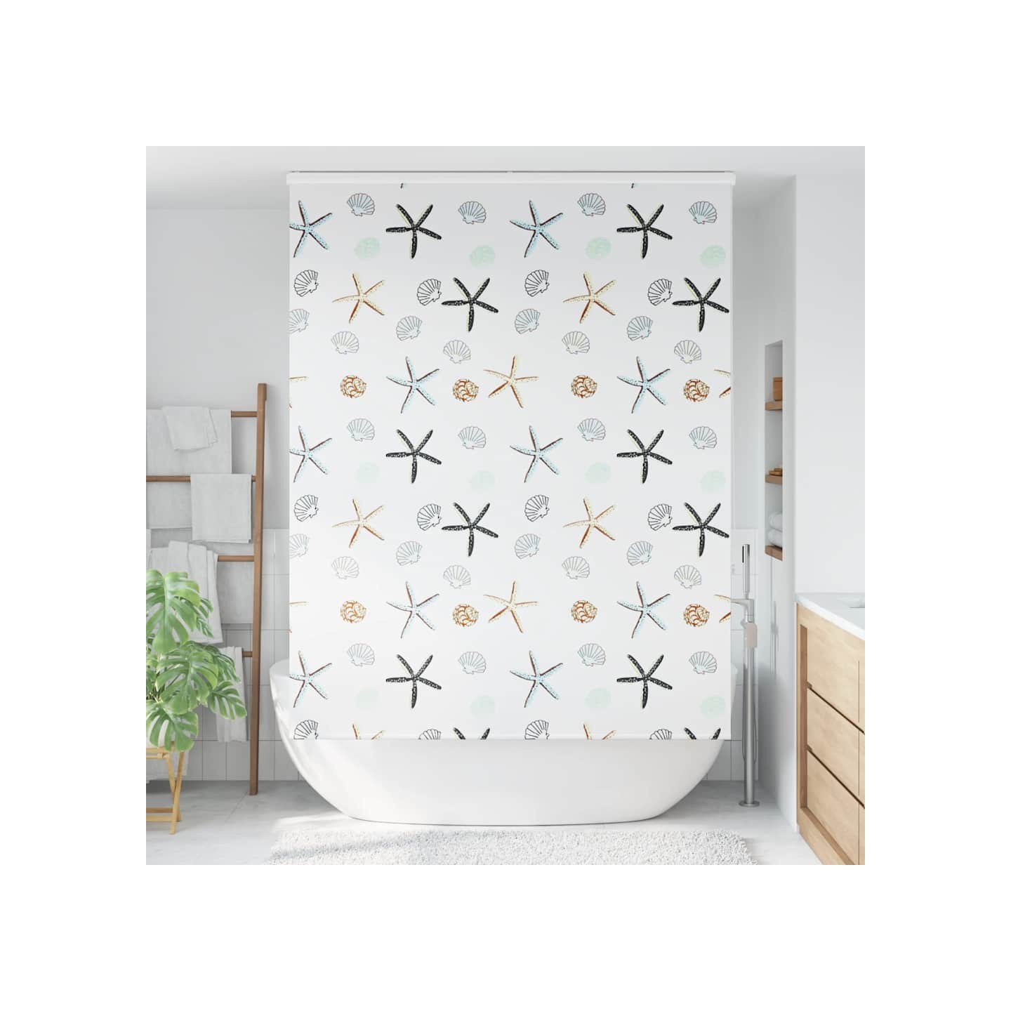 Store enrouleur de douche avec cassette largeur du tissu 146 cm
