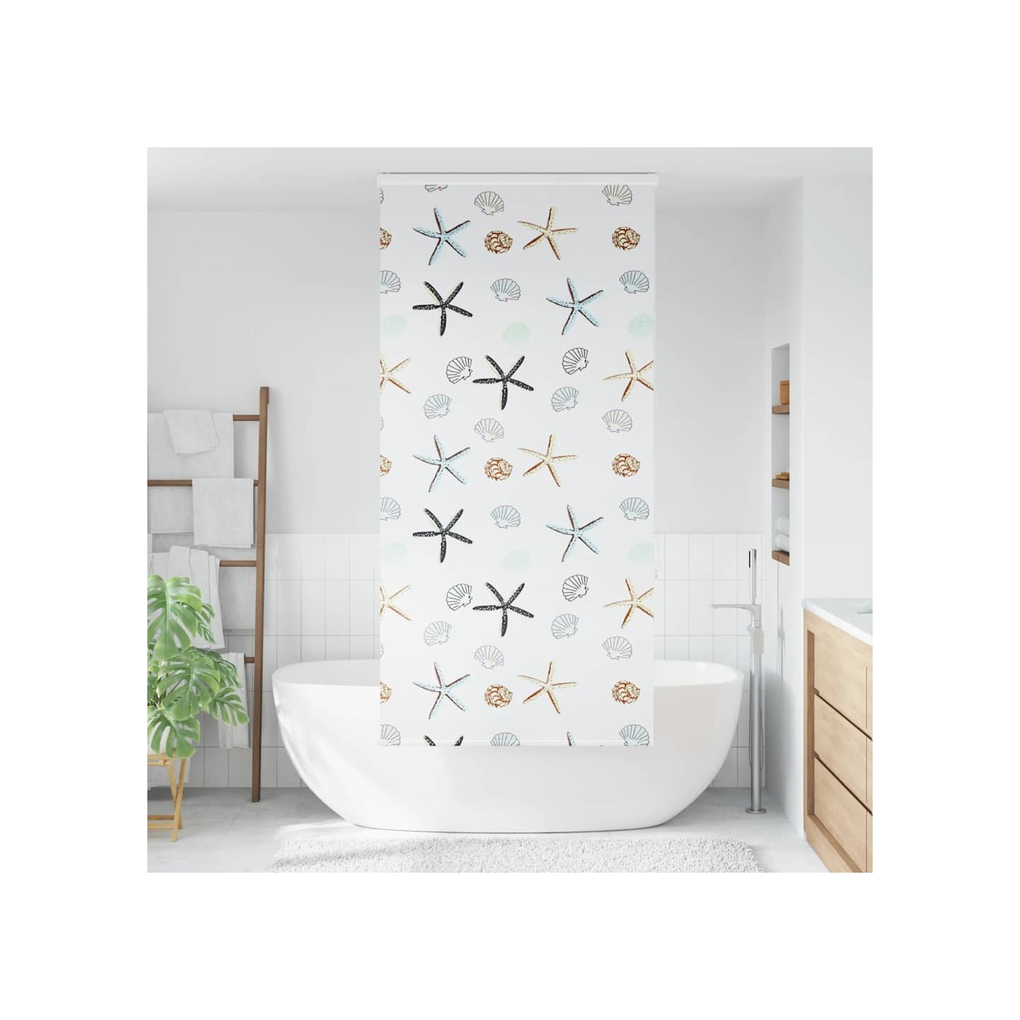 Store enrouleur de douche avec cassette largeur du tissu 106 cm