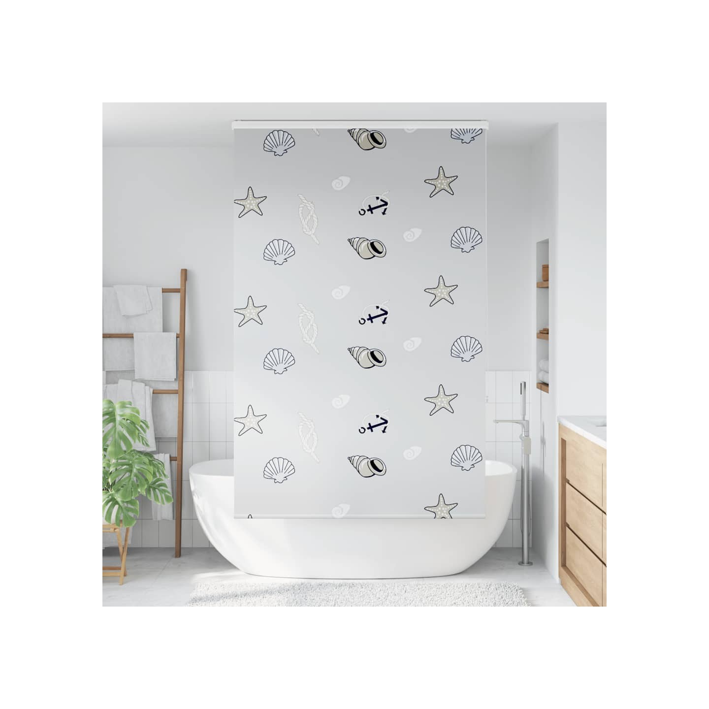 Store enrouleur de douche avec cassette largeur du tissu 116 cm