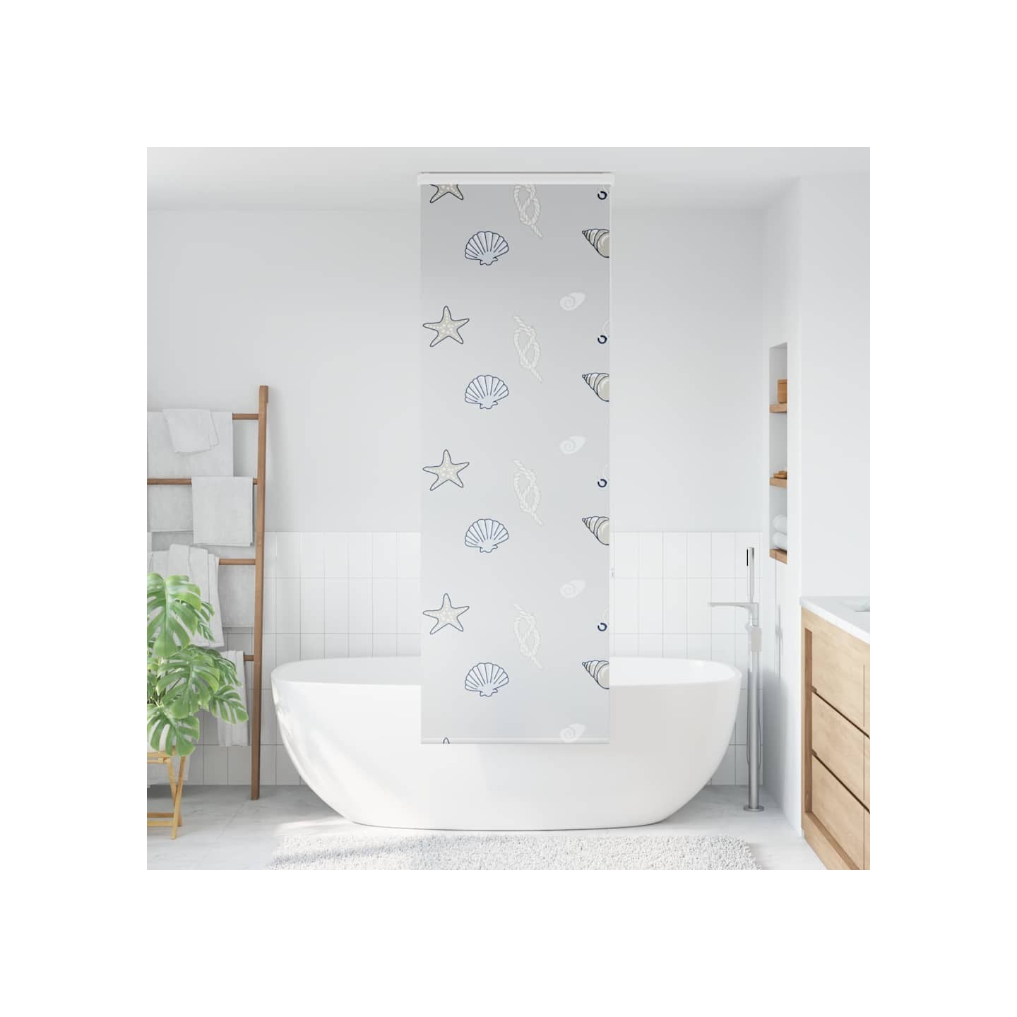 Store enrouleur de douche avec cassette largeur du tissu 76 cm
