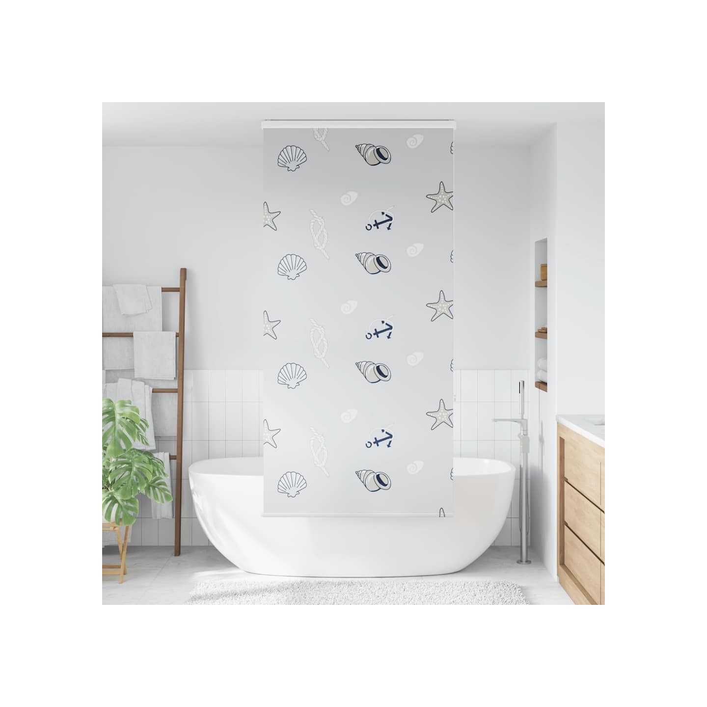 Store enrouleur de douche avec cassette largeur du tissu 86 cm