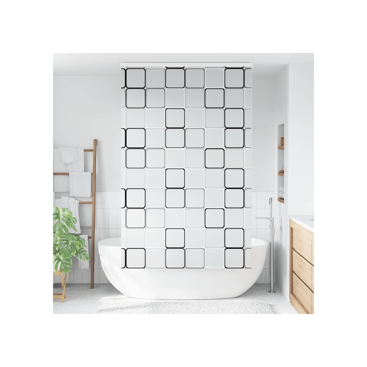 Store enrouleur de douche avec cassette largeur du tissu 116 cm