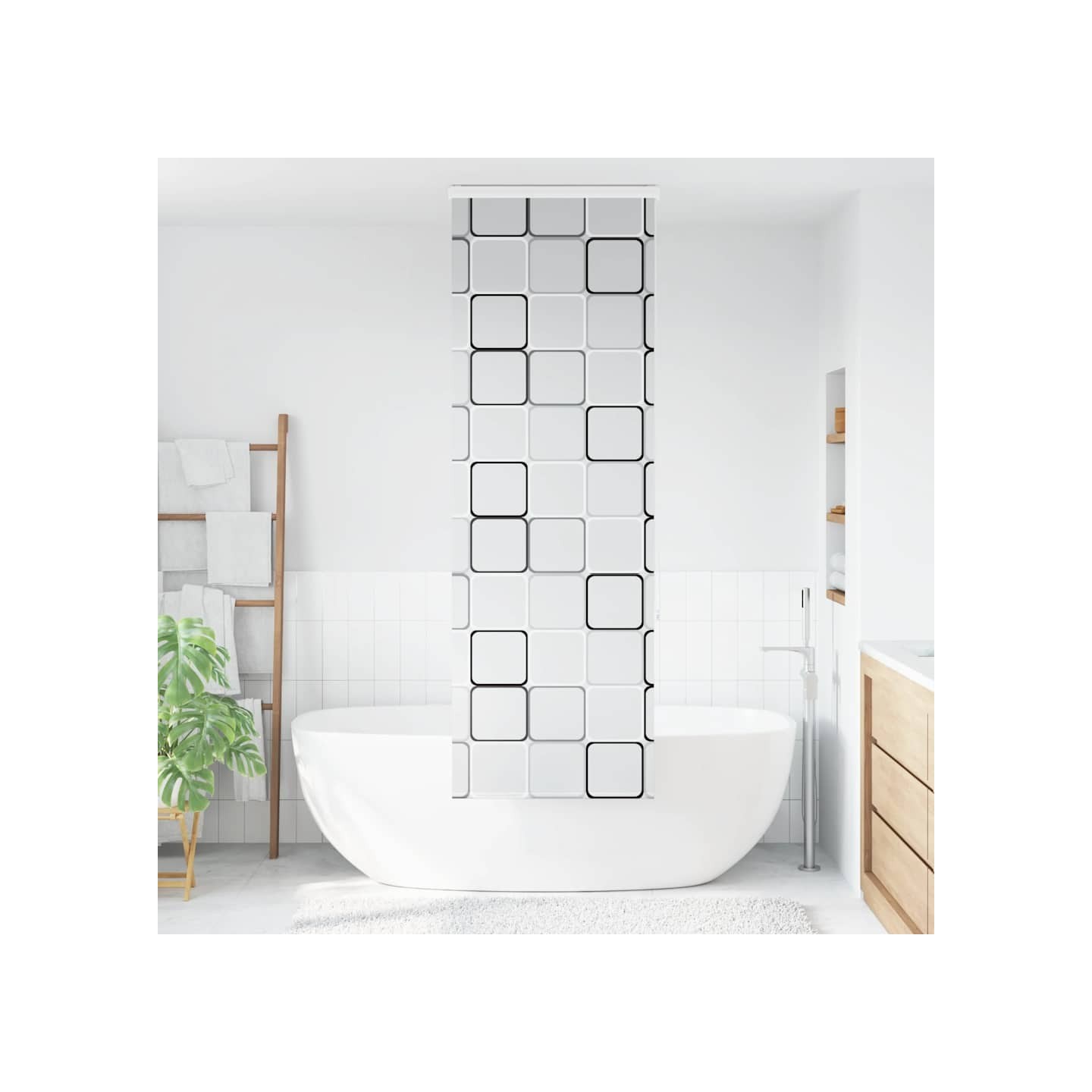 Store enrouleur de douche avec cassette largeur du tissu 76 cm