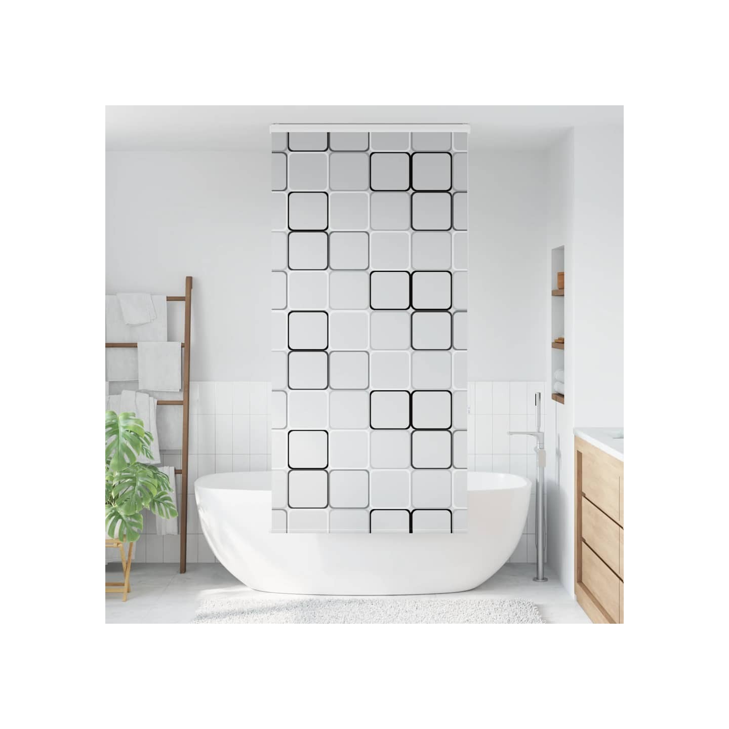 Store enrouleur de douche avec cassette largeur du tissu 96 cm