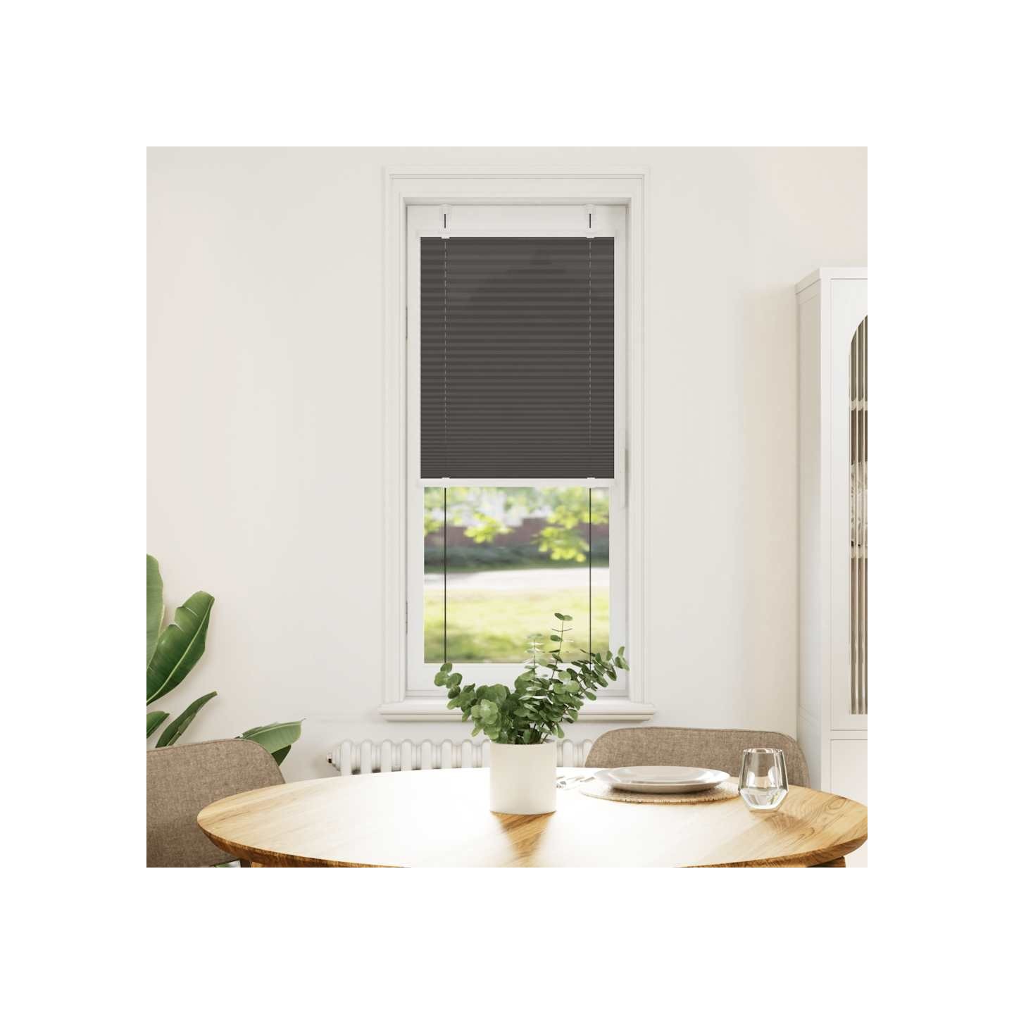 Store plissé noir 40x100 cm largeur du tissu 39,4 cm polyester