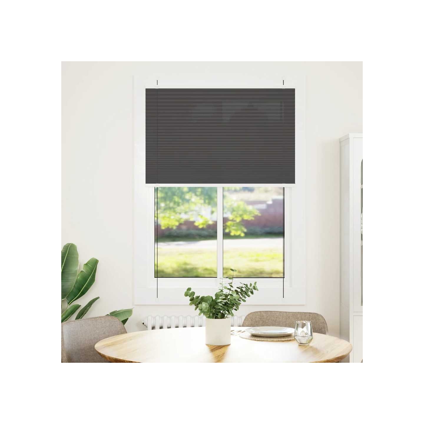 Store plissé noir 85x100 cm largeur du tissu 84,4 cm polyester