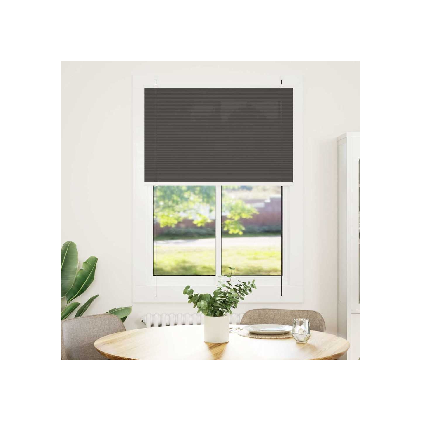 Store plissé noir 90x100 cm largeur du tissu 89,4 cm polyester