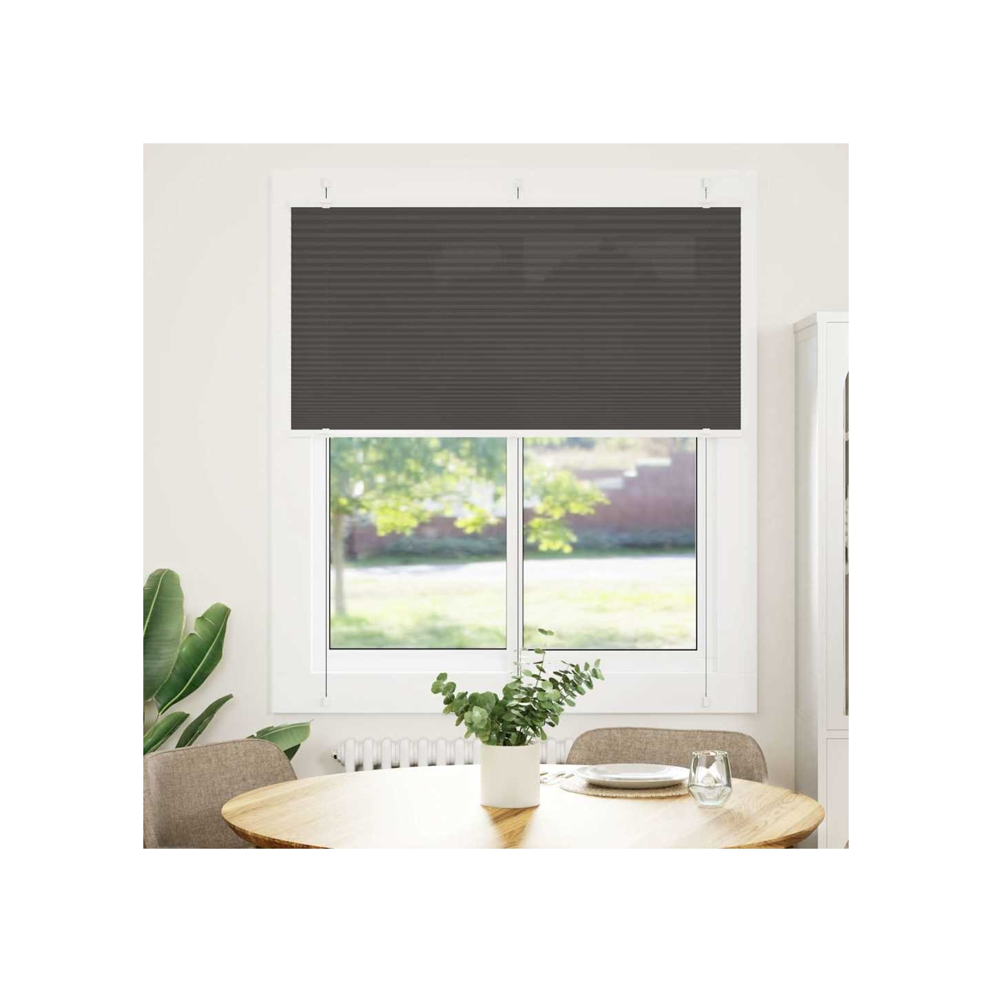 Store plissé noir 120x100 cm largeur du tissu 119,4cm polyester
