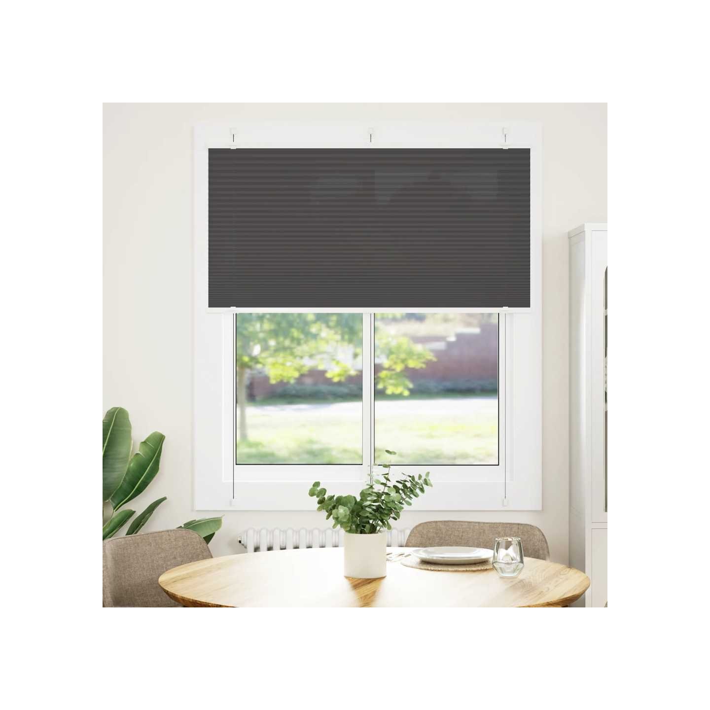 Store plissé noir 120x150 cm largeur du tissu 119,4cm polyester