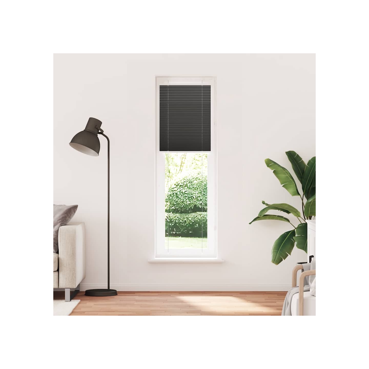 Store plissé noir 60x200 cm largeur du tissu 59,4 cm polyester
