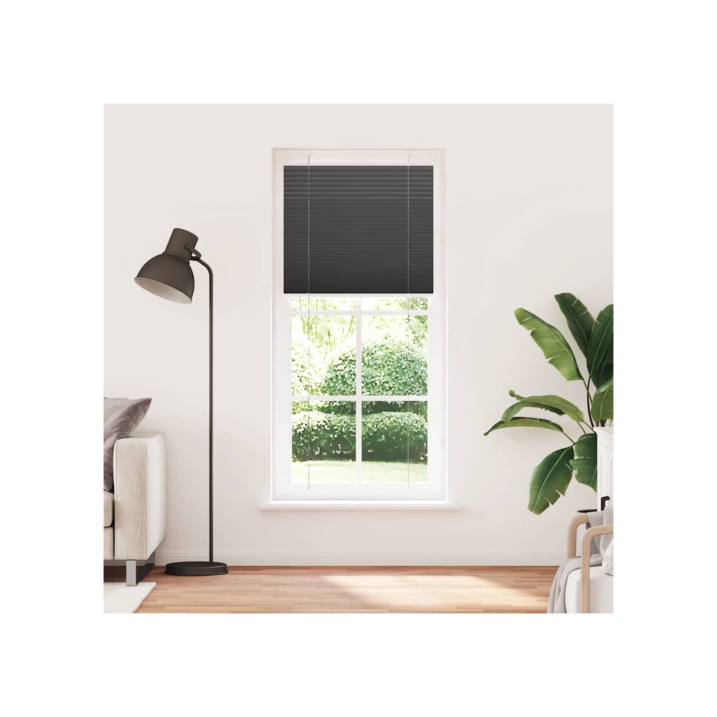 Store plissé noir 85x200 cm largeur du tissu 84,4 cm polyester