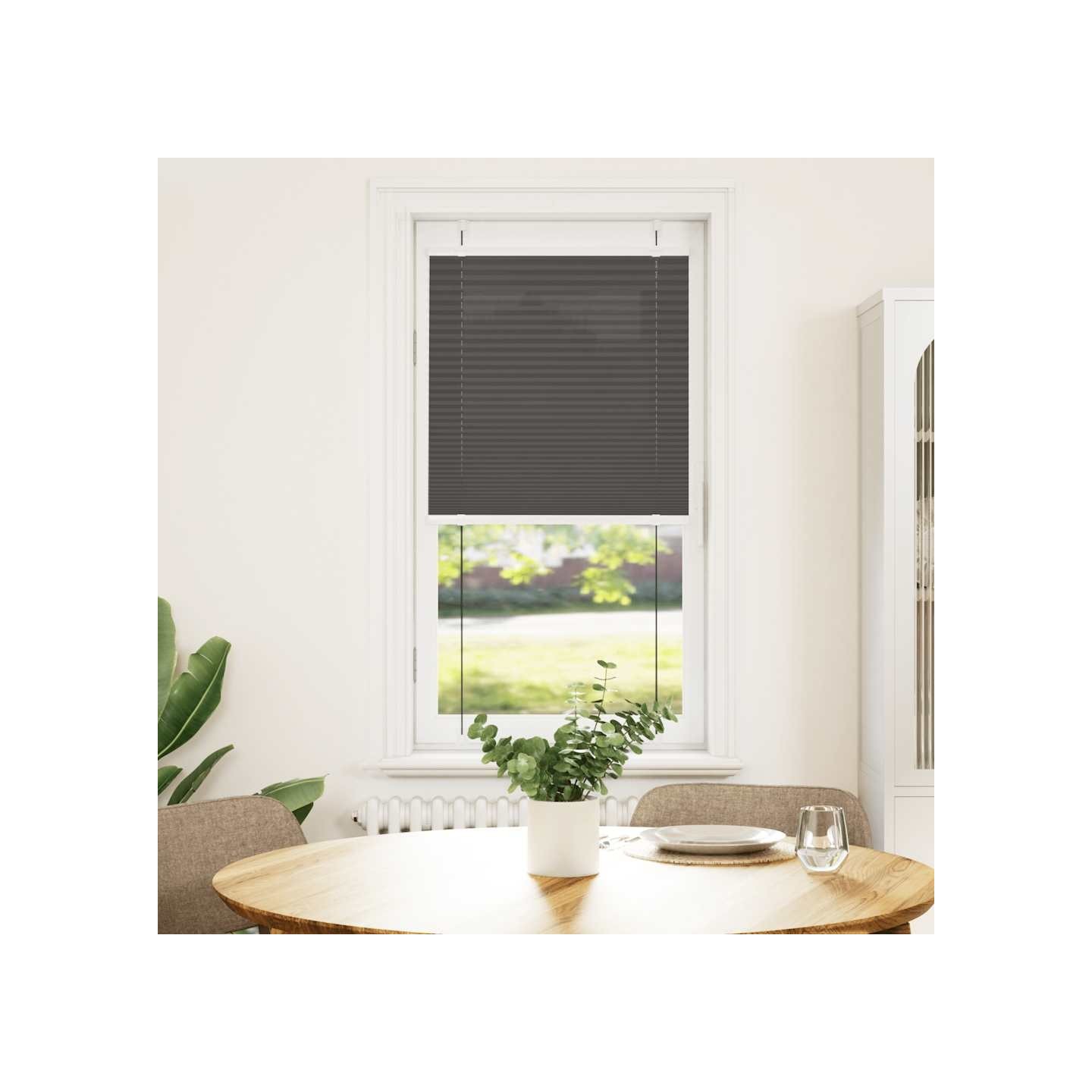 Store plissé noir 65x150 cm largeur du tissu 64,4 cm polyester