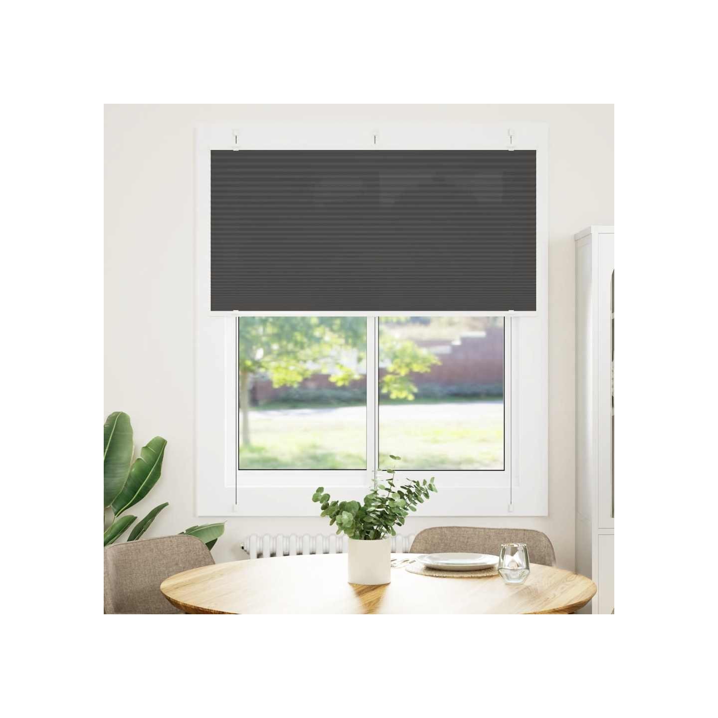 Store plissé noir 115x150 cm largeur du tissu 114,4cm polyester