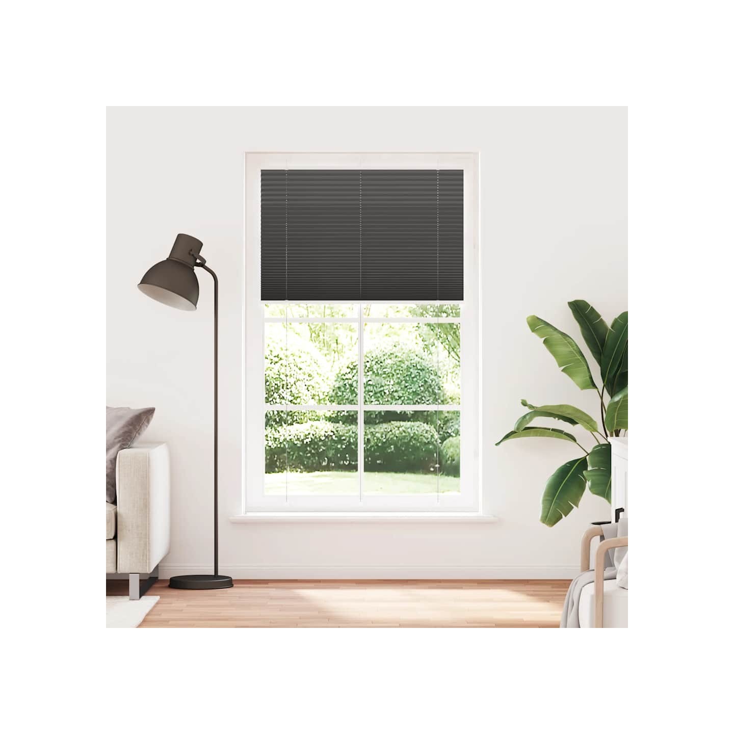 Store plissé noir 115x200 cm largeur du tissu 114,4cm polyester