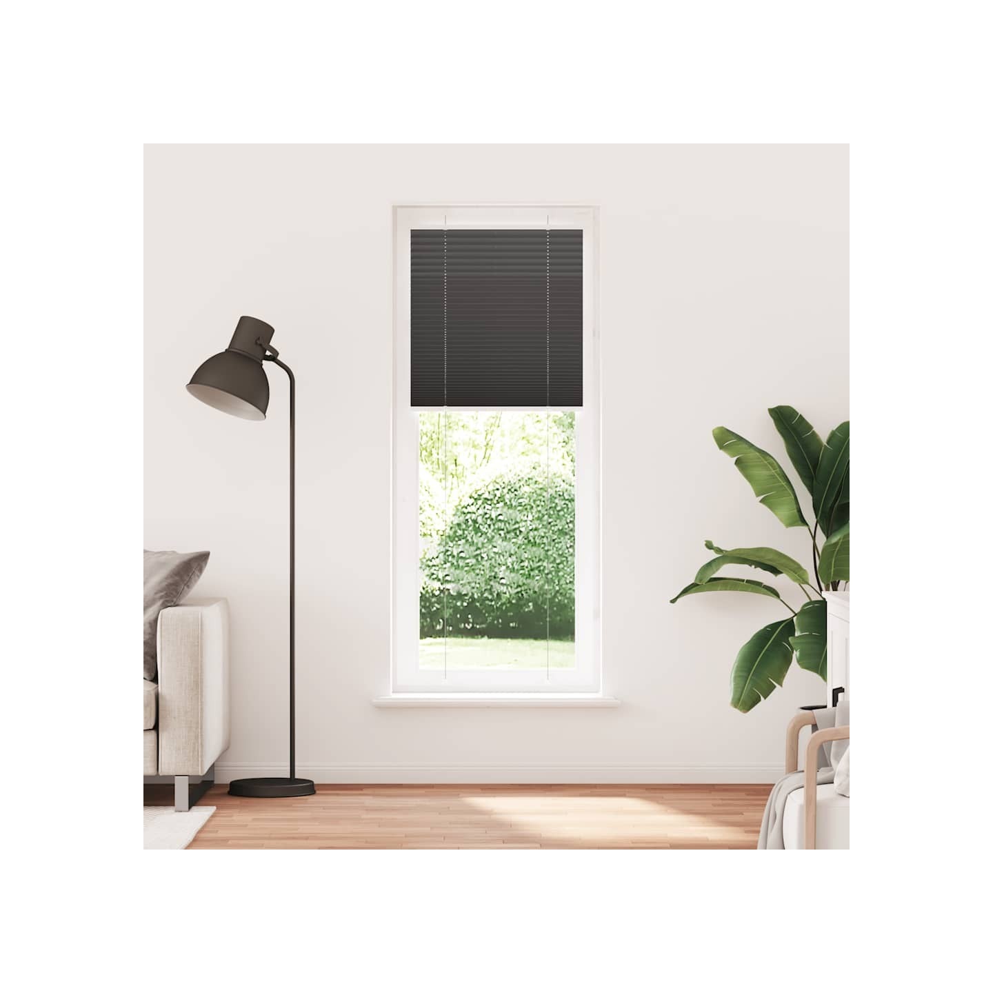 Store plissé noir 80x200 cm largeur du tissu 79,4 cm polyester