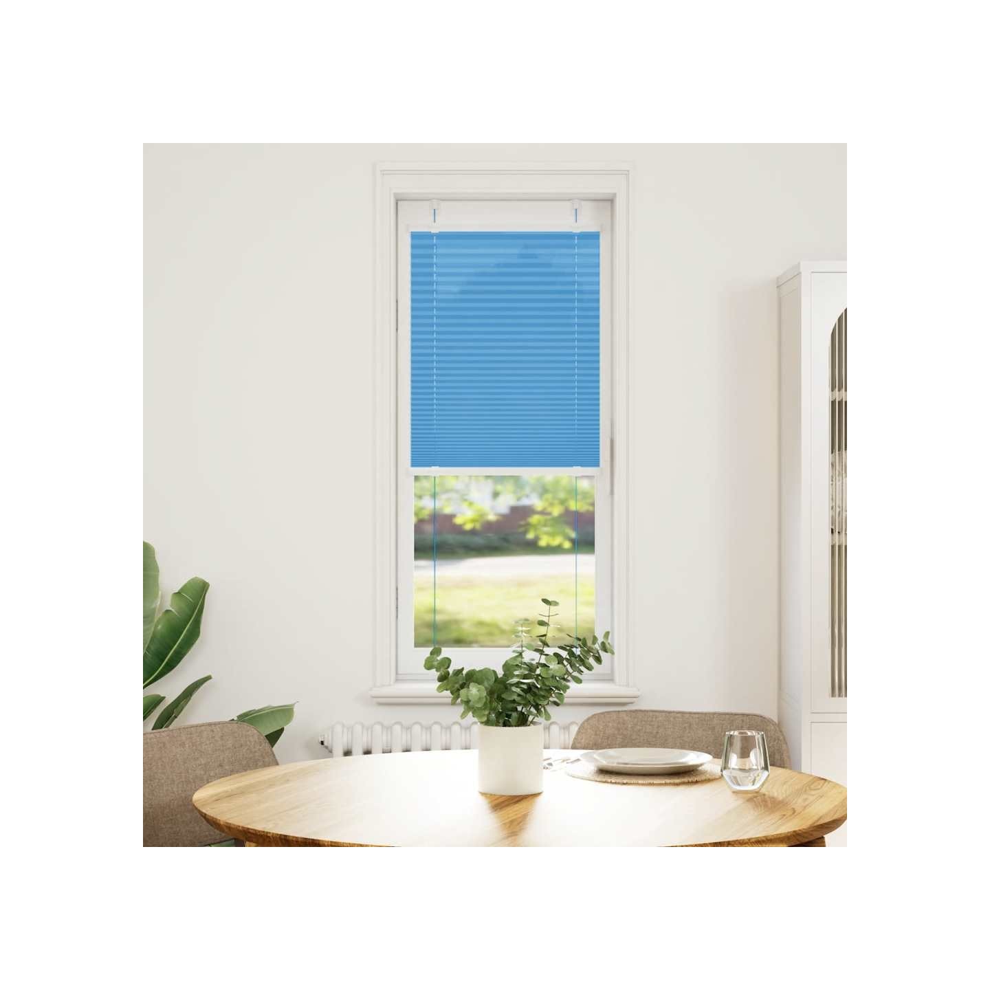 Store plissé bleu 45x100 cm largeur du tissu 44,4 cm polyester