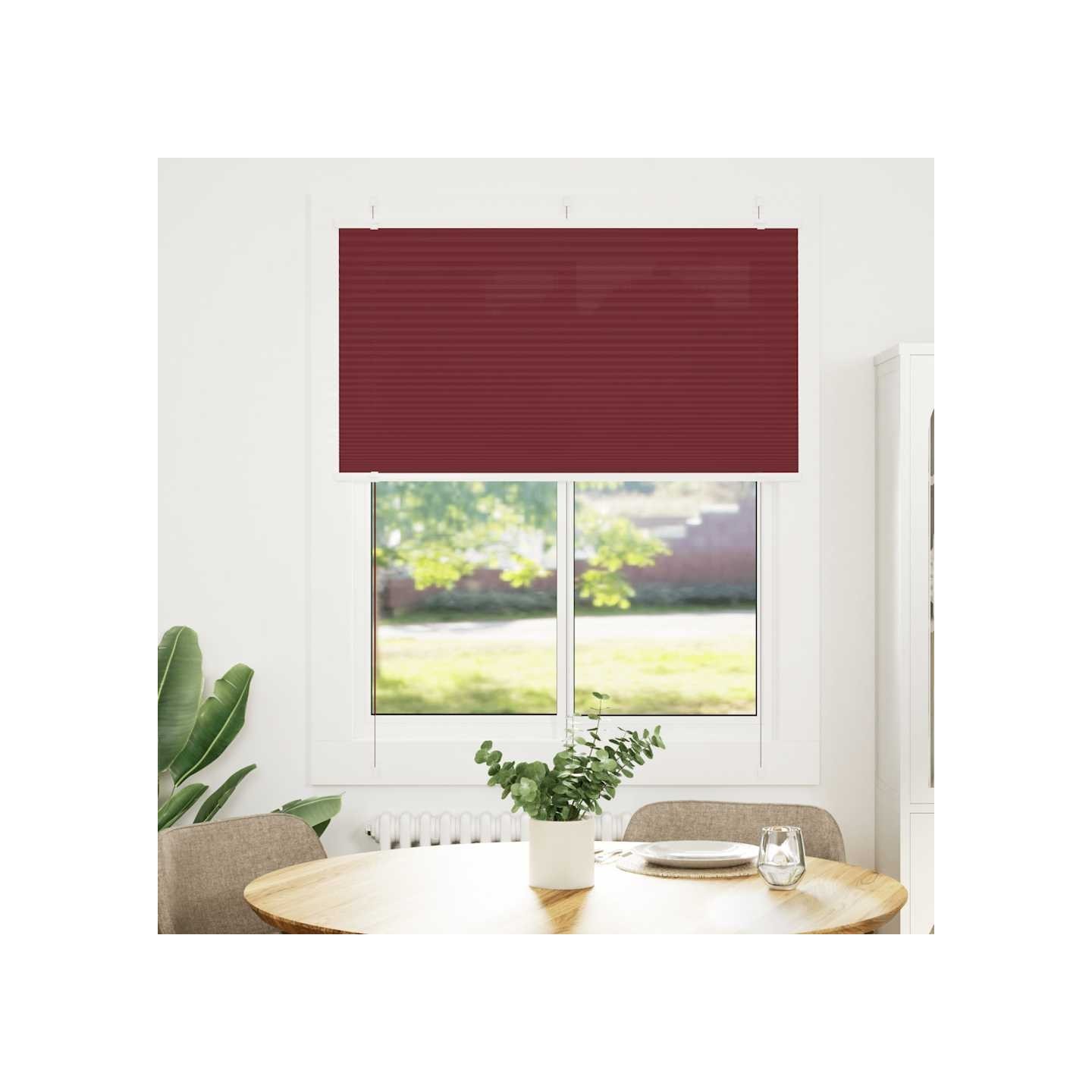 Store plissé rouge bordeaux 105x100 cm largeur du tissu 104,4cm