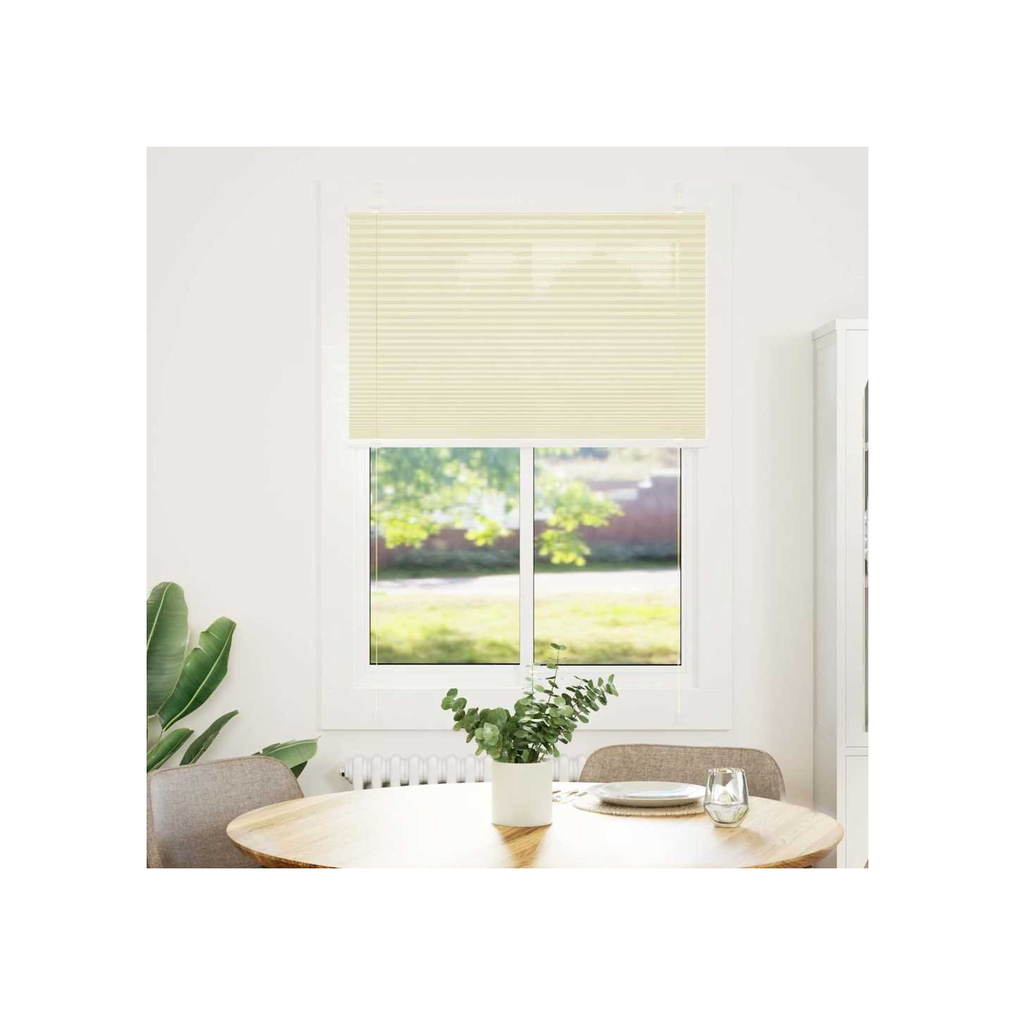 Store plissé crème 100x150 cm largeur du tissu 99,4cm polyester