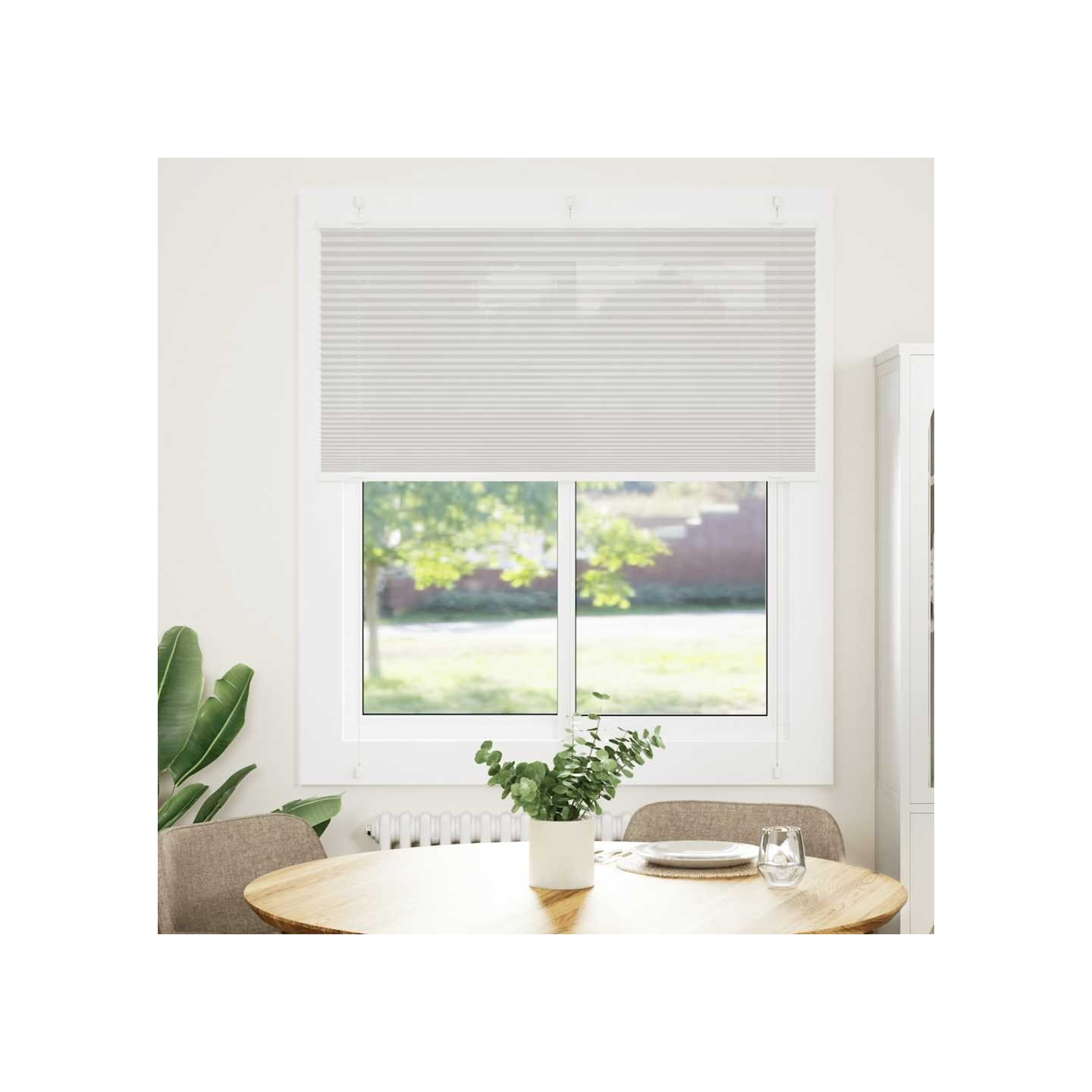 Store plissé gris clair 115x100cm largeur du tissu 114,4cm