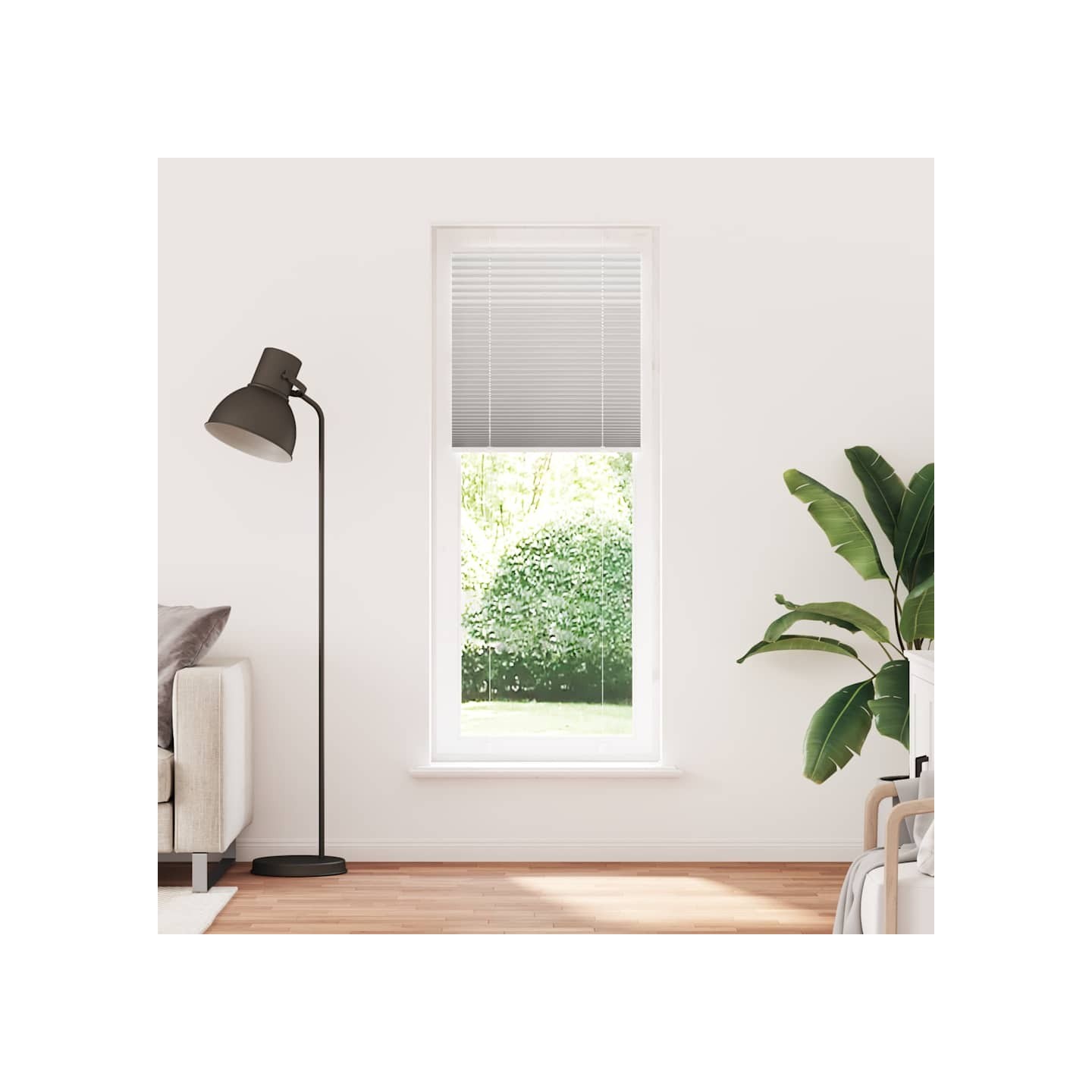 Store plissé gris clair 75x200 cm largeur du tissu 74,4 cm