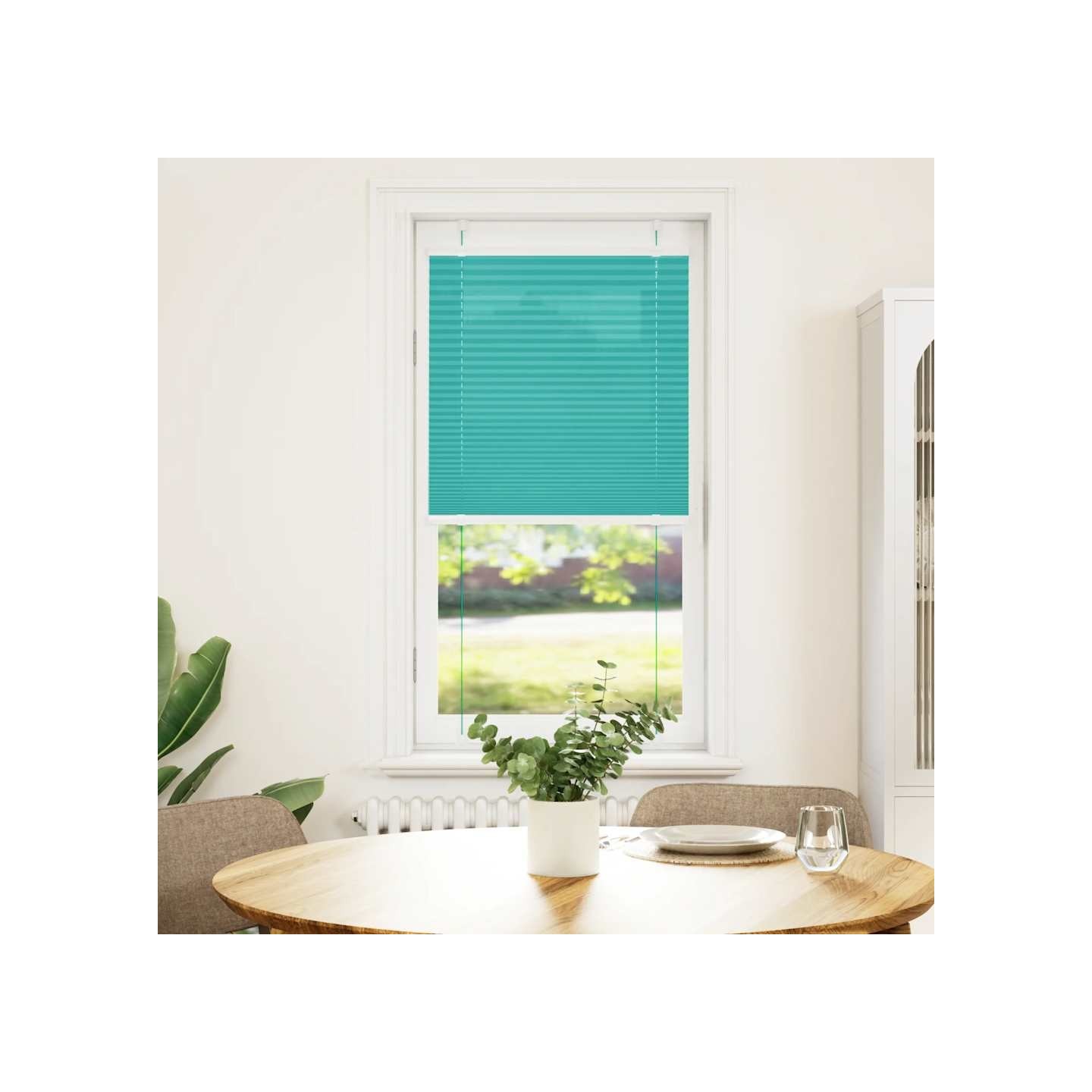 Store plissé vert pétrole 65x100 cm largeur du tissu 64,4 cm