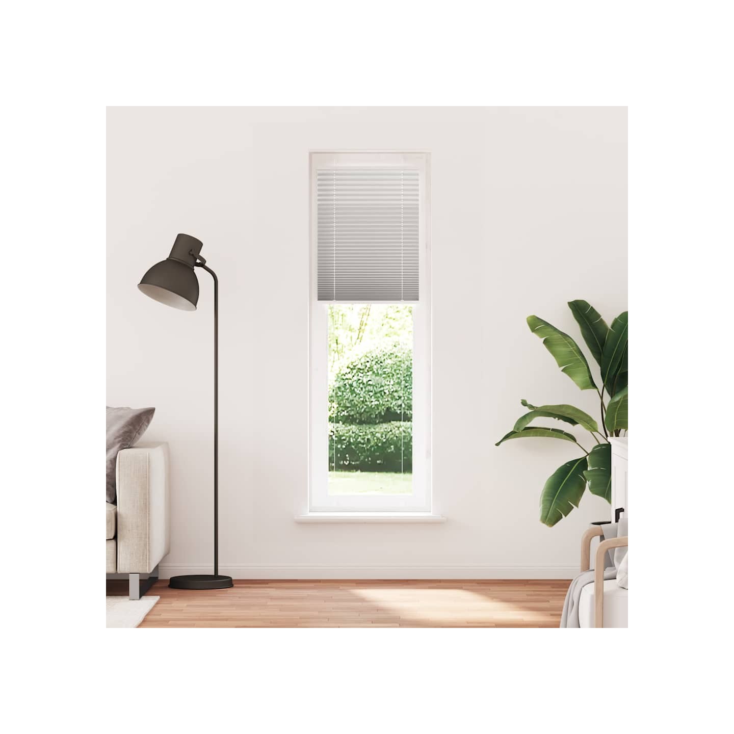 Store plissé gris clair 65x200 cm largeur du tissu 64,4 cm