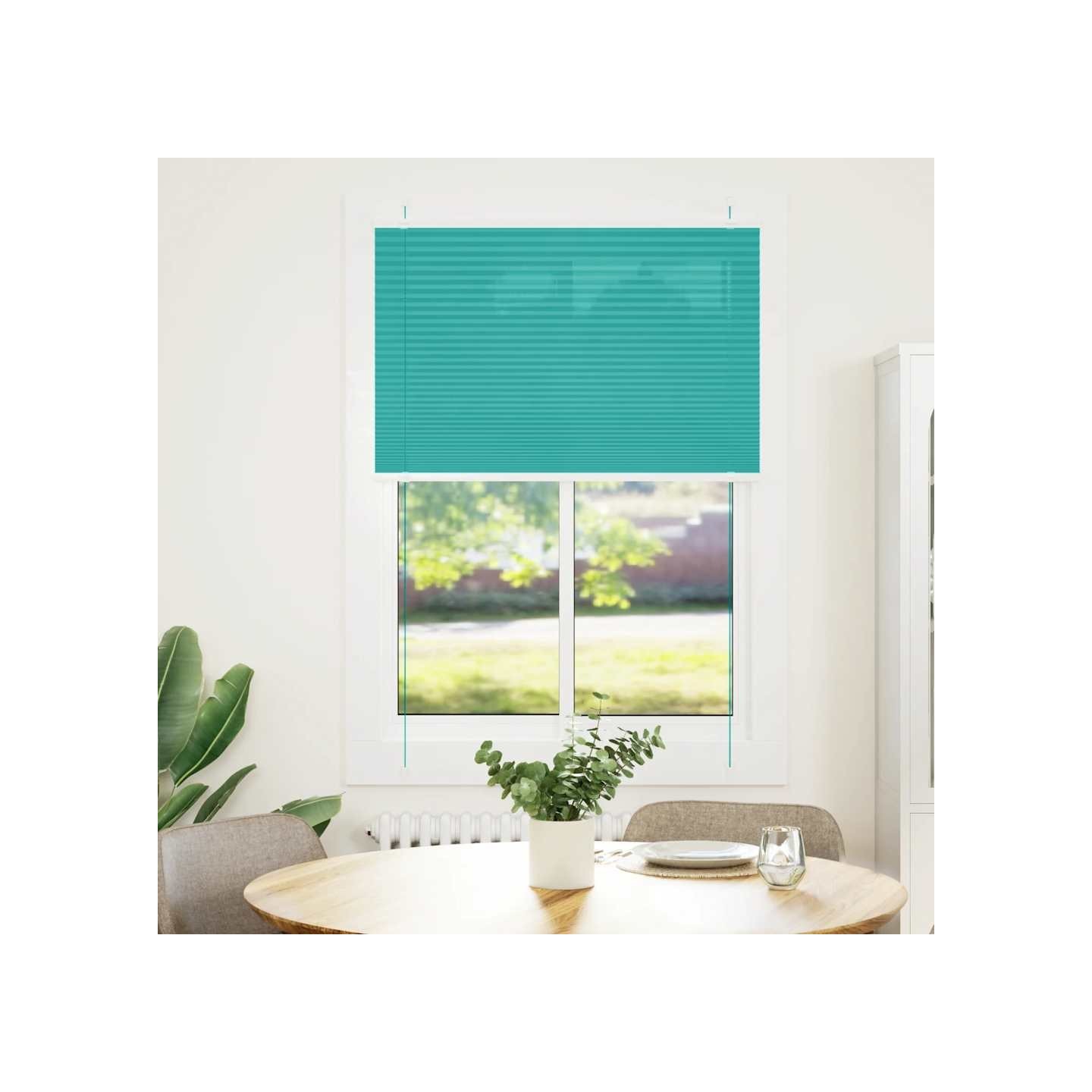Store plissé vert pétrole 85x100 cm largeur du tissu 84,4 cm