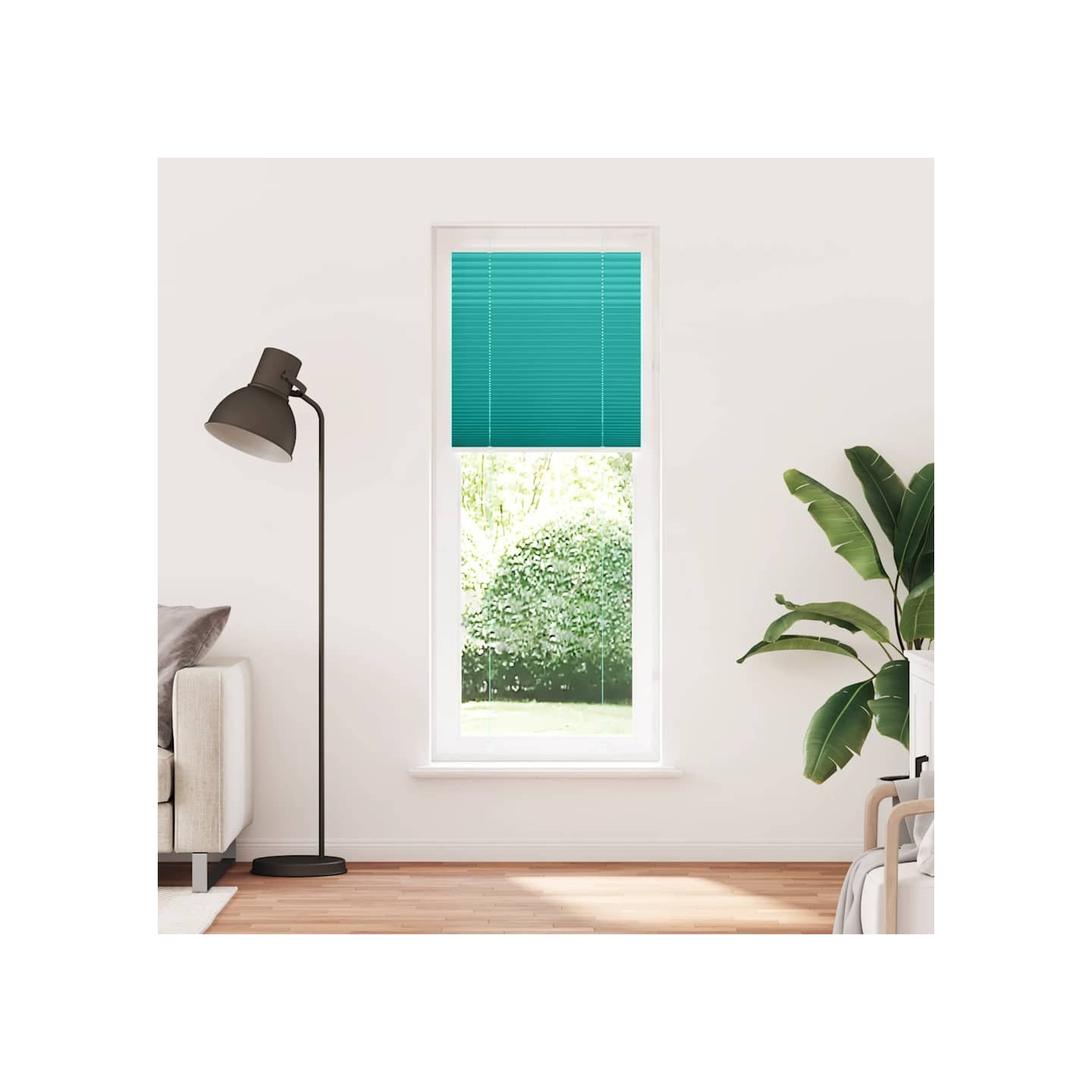 Store plissé vert pétrole 75x200 cm largeur du tissu 74,4 cm