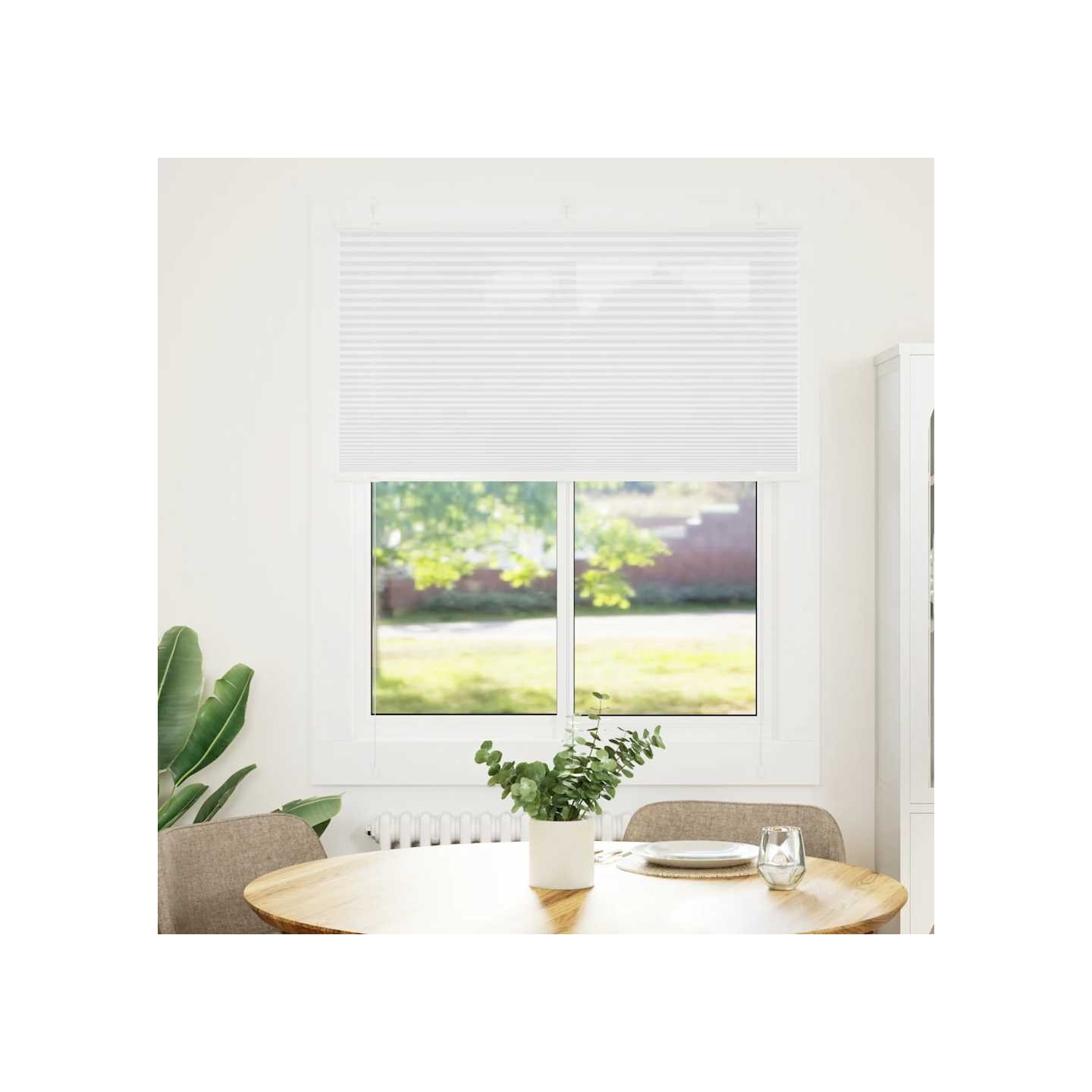 Store plissé blanc 105x100cm largeur du tissu 104,4cm polyester