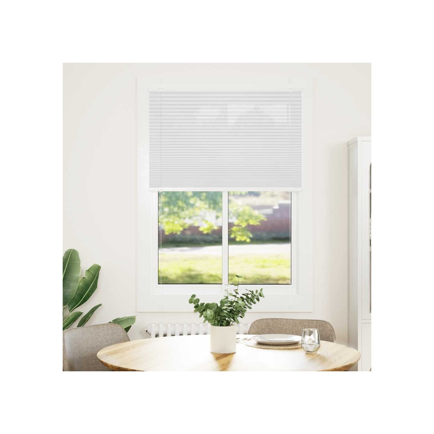 Store plissé blanc 85x100 cm largeur du tissu 84,4 cm polyester