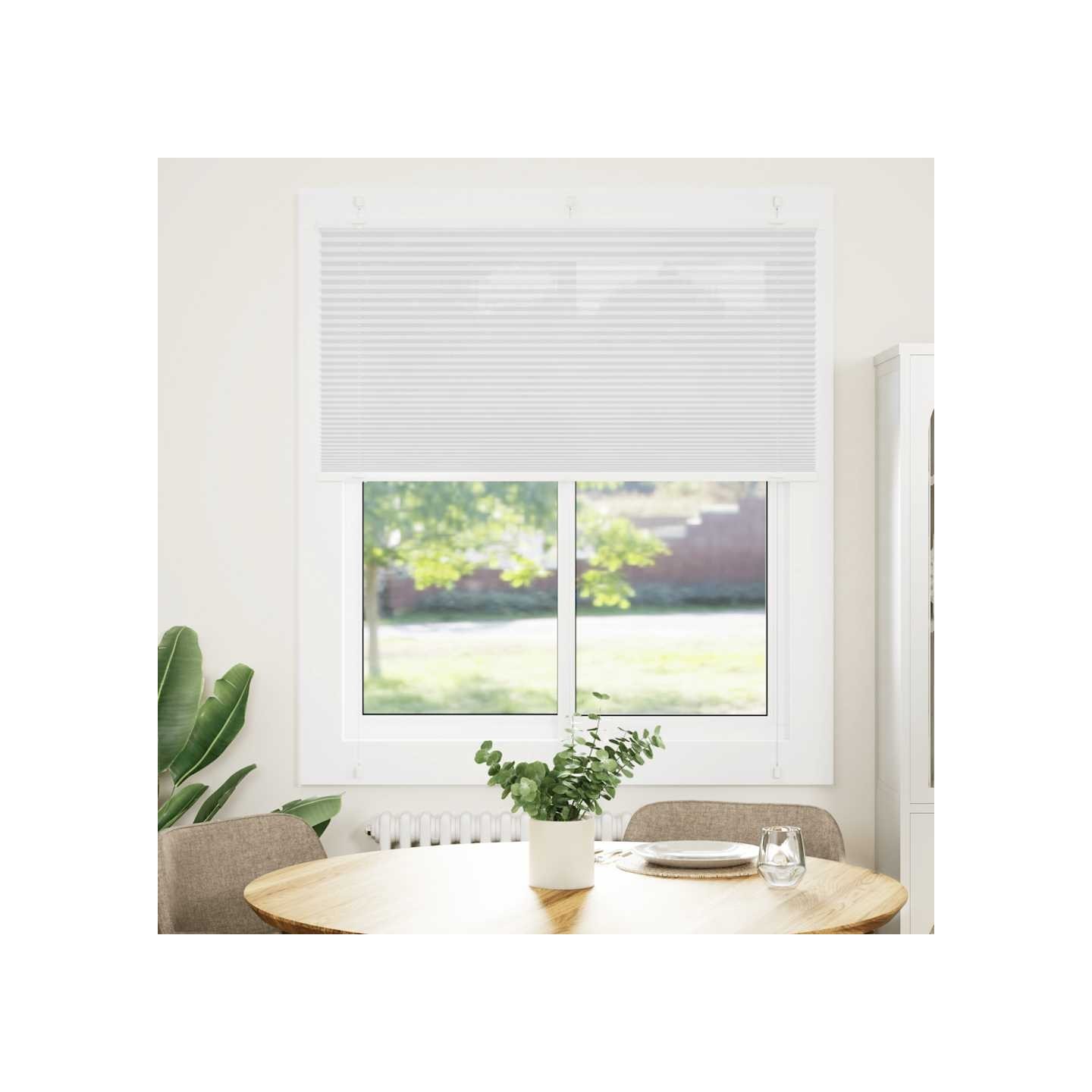Store plissé blanc 120x150cm largeur du tissu 119,4cm polyester