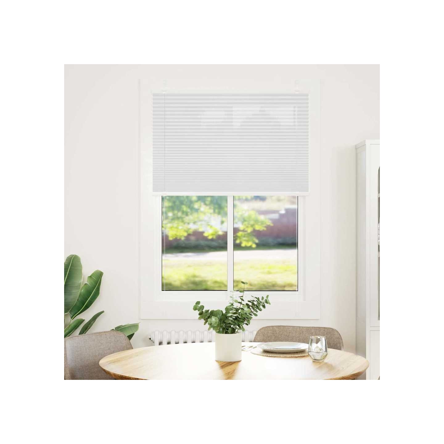 Store plissé blanc 85x150 cm largeur du tissu 84,4 cm polyester