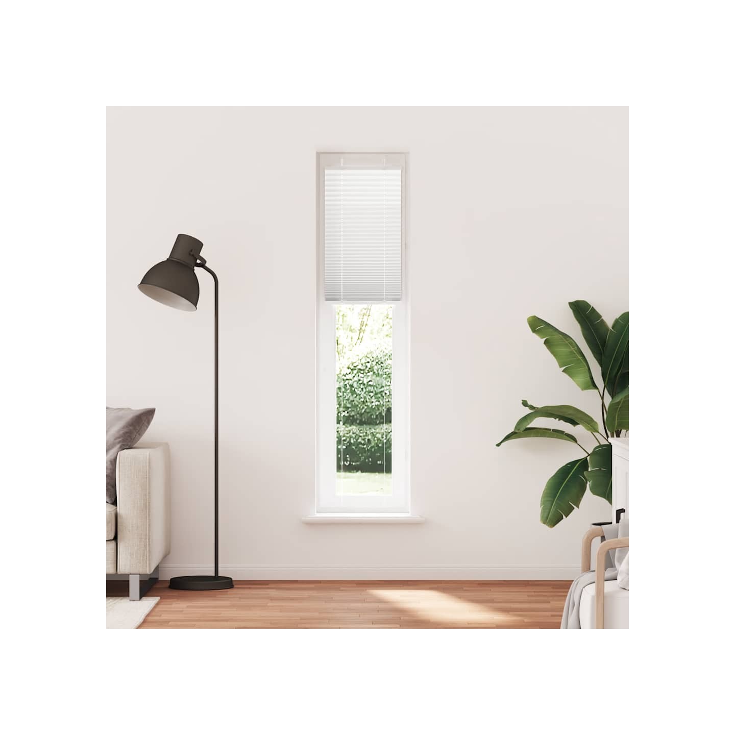 Store plissé blanc 40x200 cm largeur du tissu 39,4 cm polyester