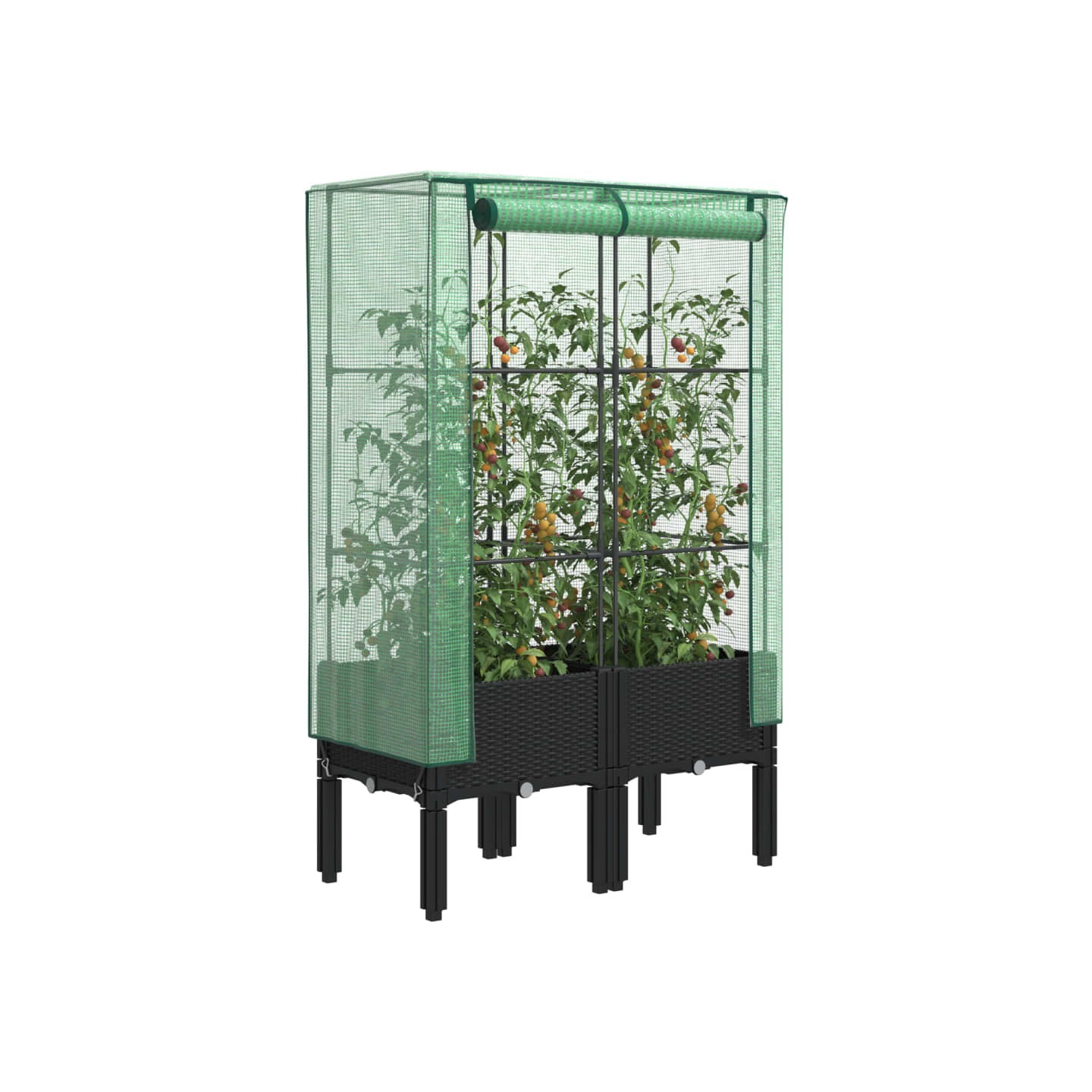 Jardinière surélevée avec housse aspect rotin 80x40x140 cm