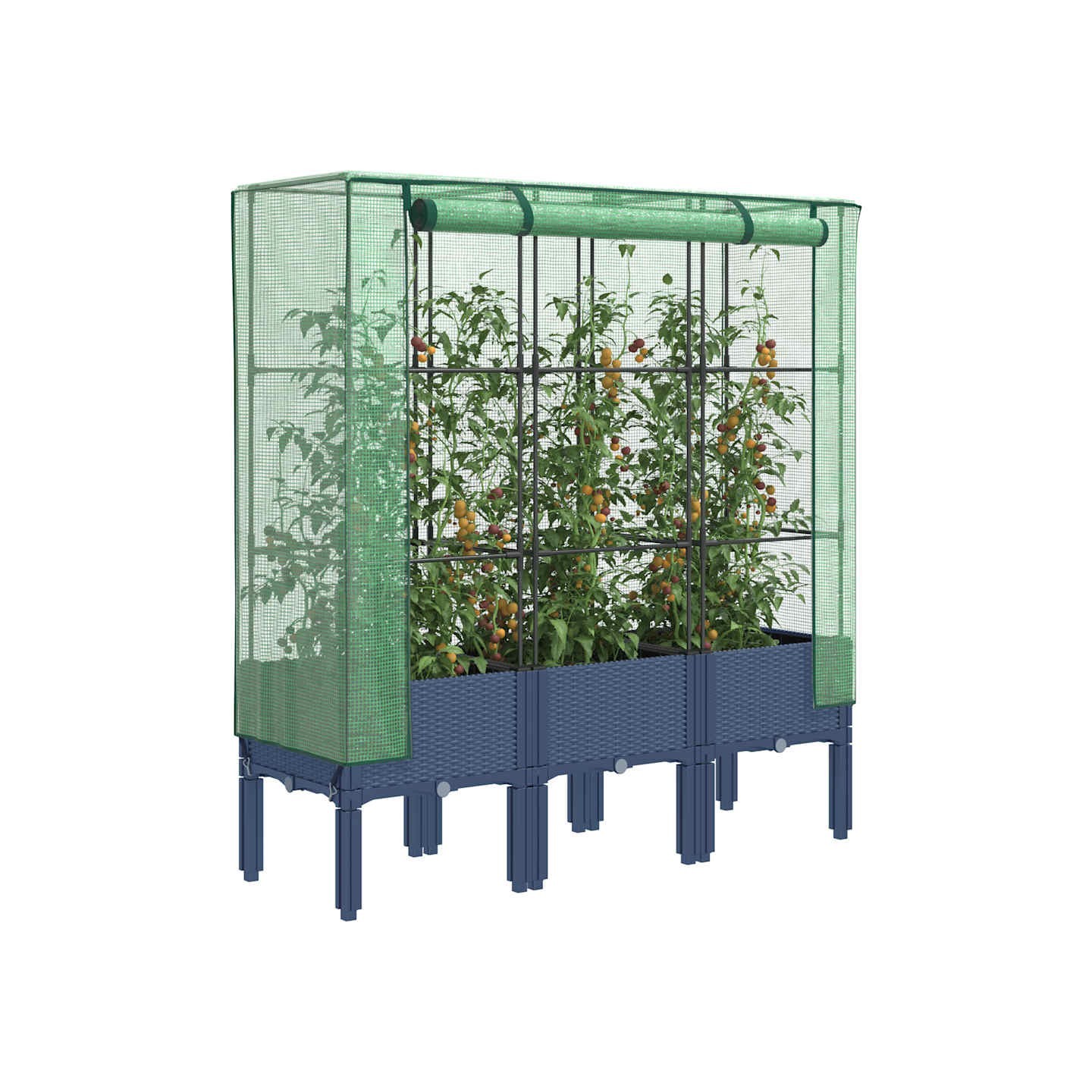 Jardinière surélevée avec housse aspect rotin 120x40x140 cm