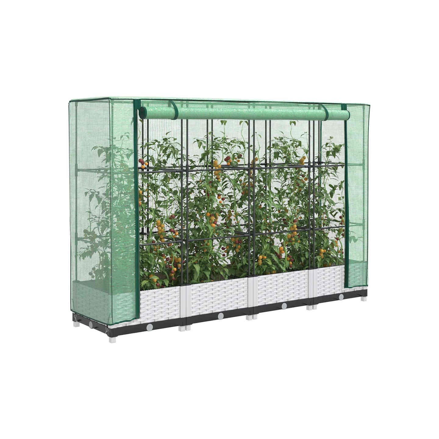 Jardinière surélevée avec housse aspect rotin 160x40x123 cm