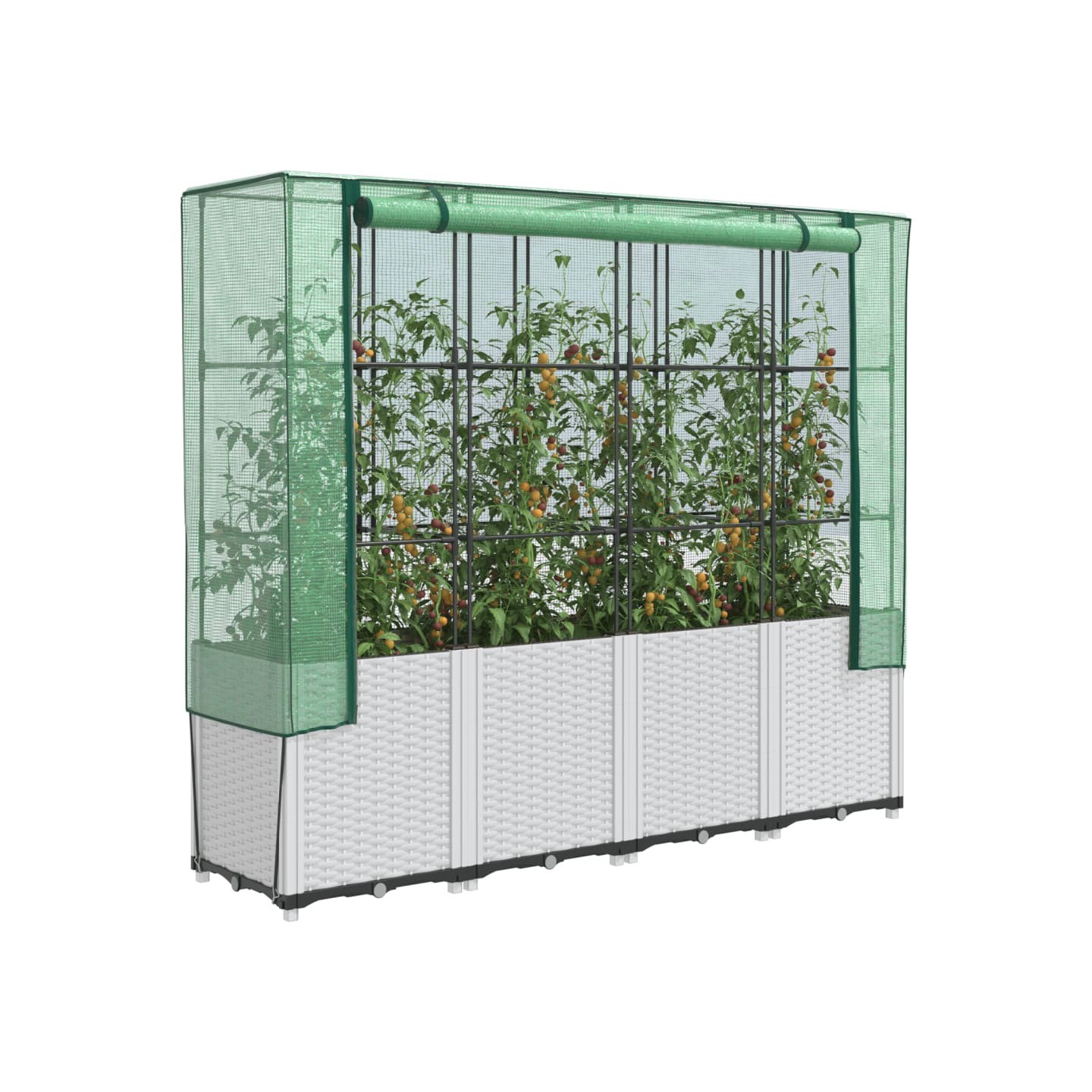 Jardinière surélevée avec housse aspect rotin 160x40x153 cm
