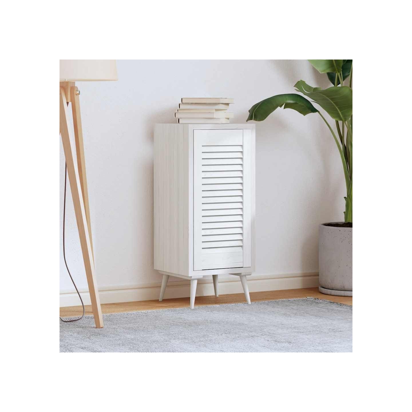 Porte d'armoire à persiennes blanc 61,5x29,5 cm