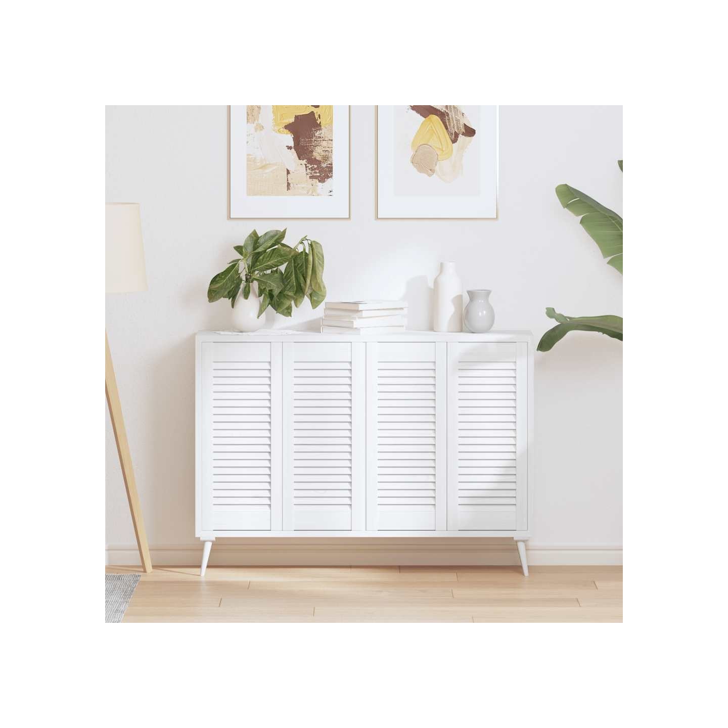 Portes d'armoire à persiennes 4 pcs blanc 69x29,5 cm