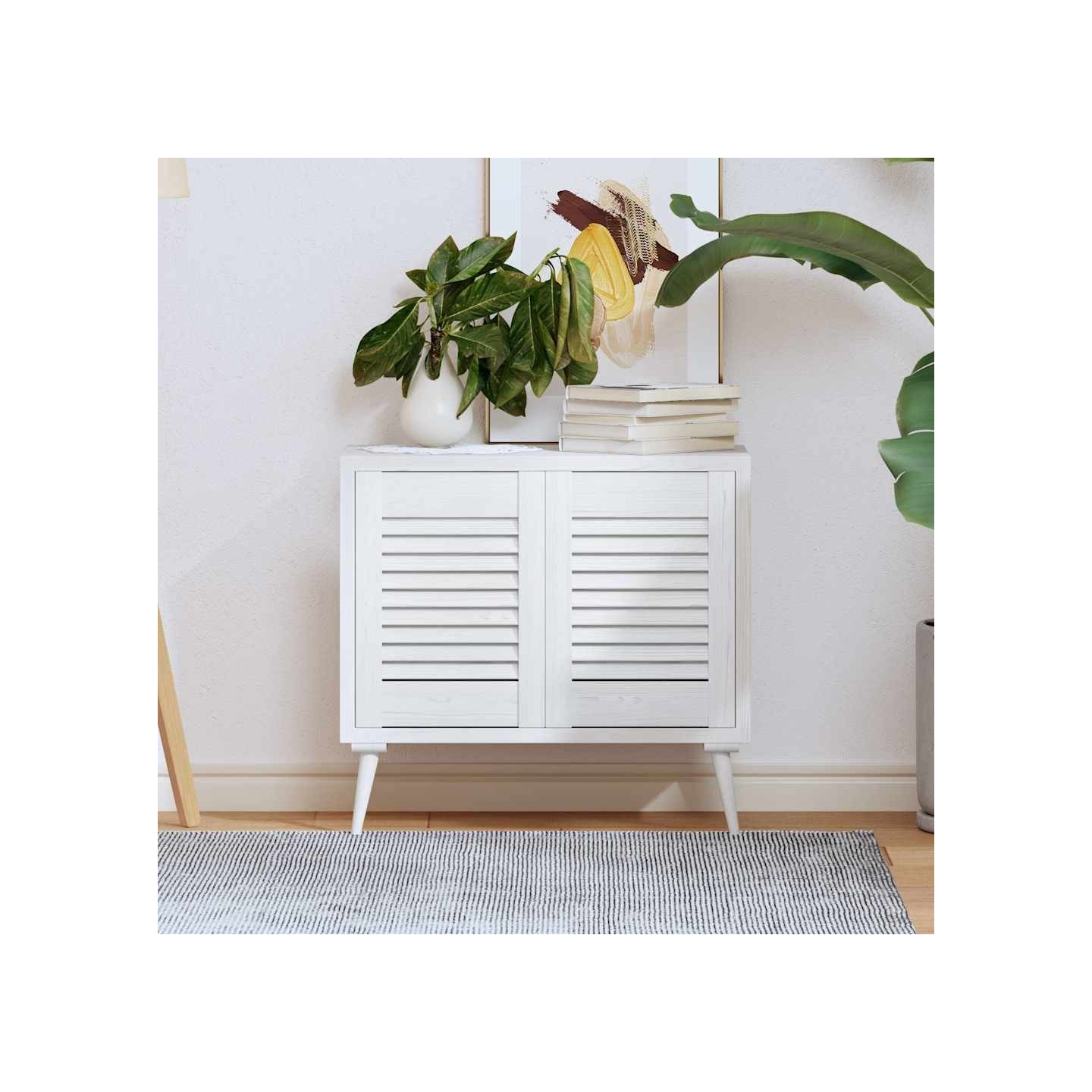 Portes d'armoire à persiennes 2 pcs blanc 39,5x29,5 cm