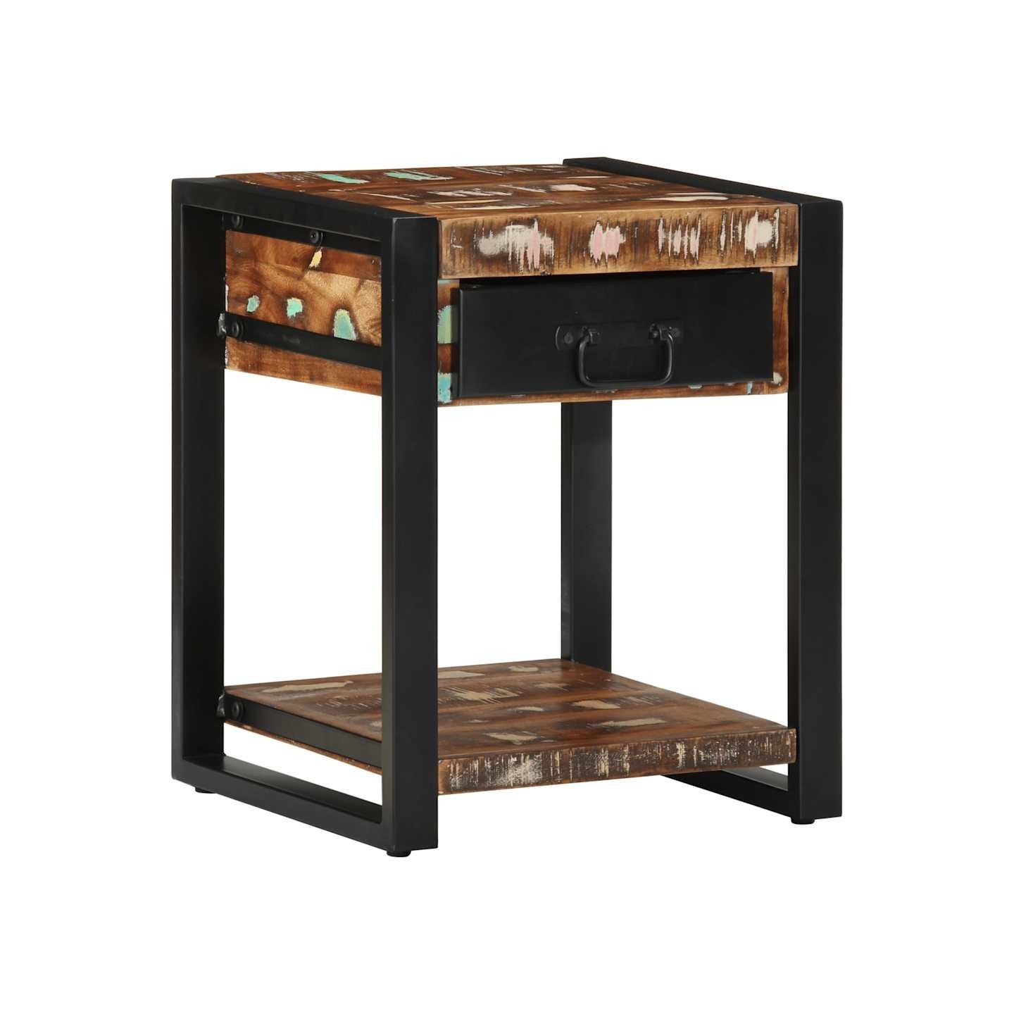 Table d'appoint multicolore 40x40x50cm bois récupération massif