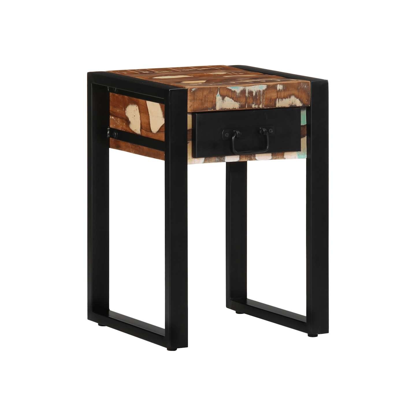 Table d'appoint multicolore 35x35x50cm bois massif récupération