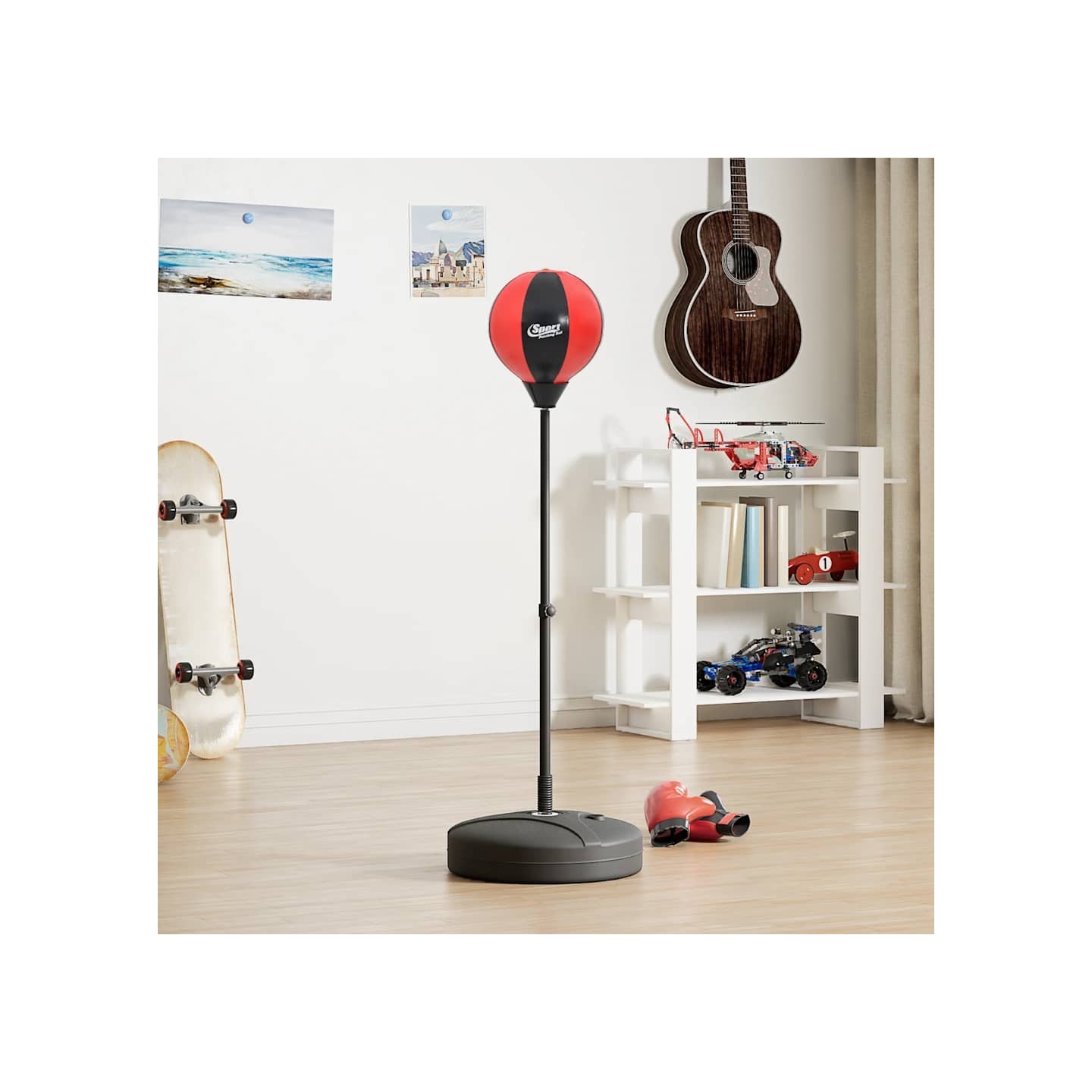 Ensemble de punching ball avec gants et pompe hauteur réglable