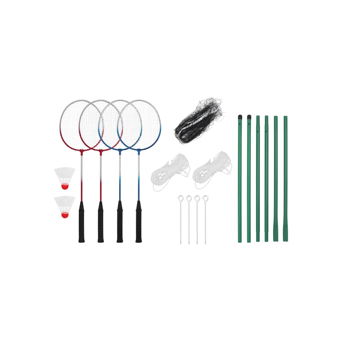 Set de badminton avec 4 raquettes et filet 620x151 cm