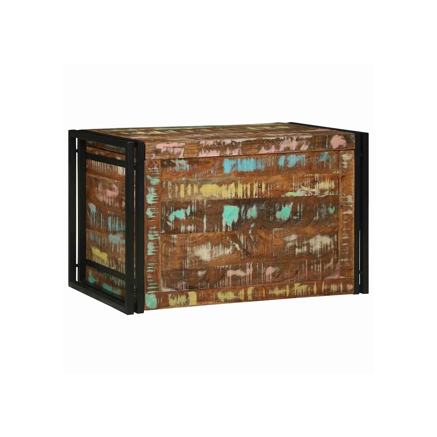 Boîte de rangement Marron et Noir 80 x 50 x 50 cm bois recyclé