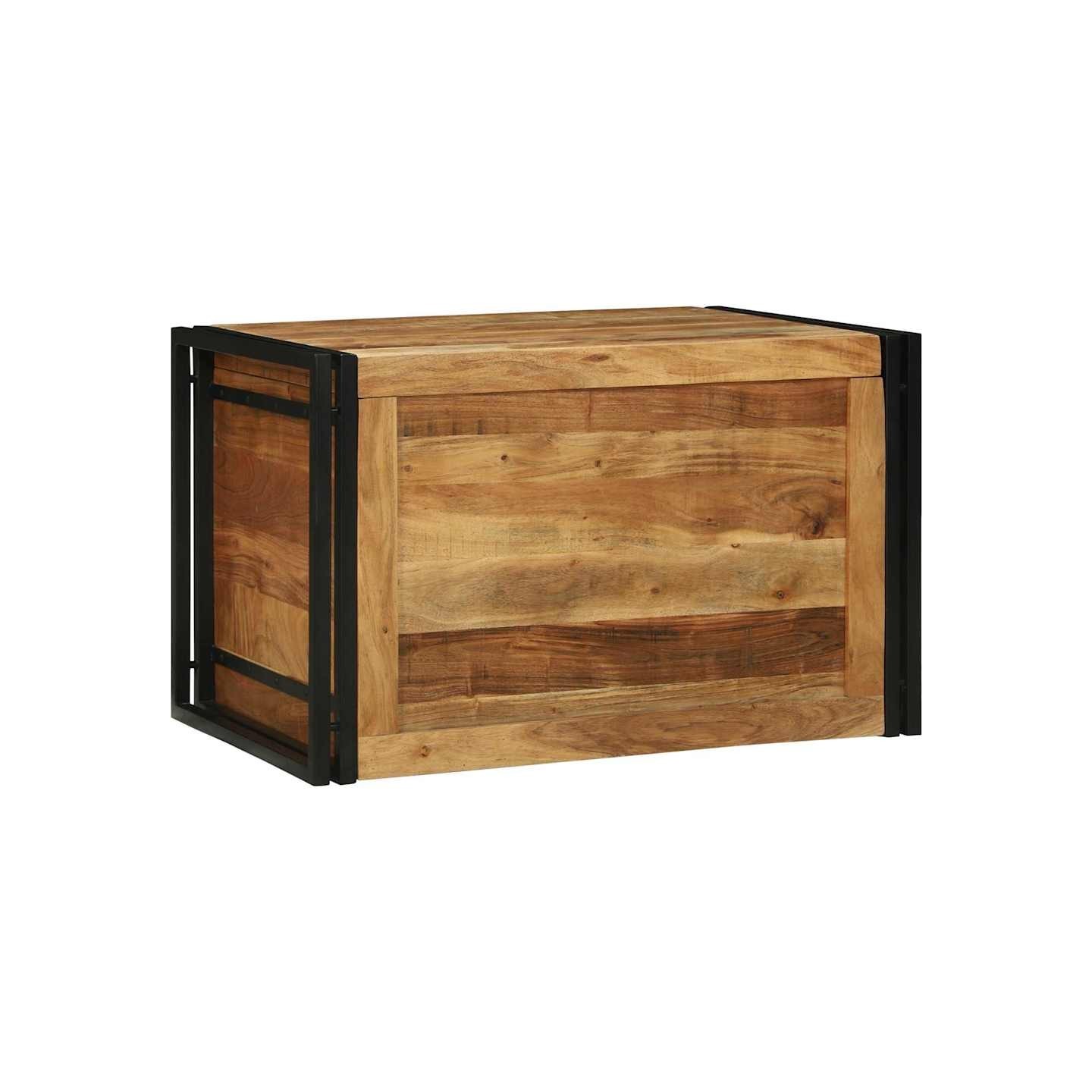 Boîte de rangement Marron et Noir 80 x 50 x 50 cm Bois d'acacia